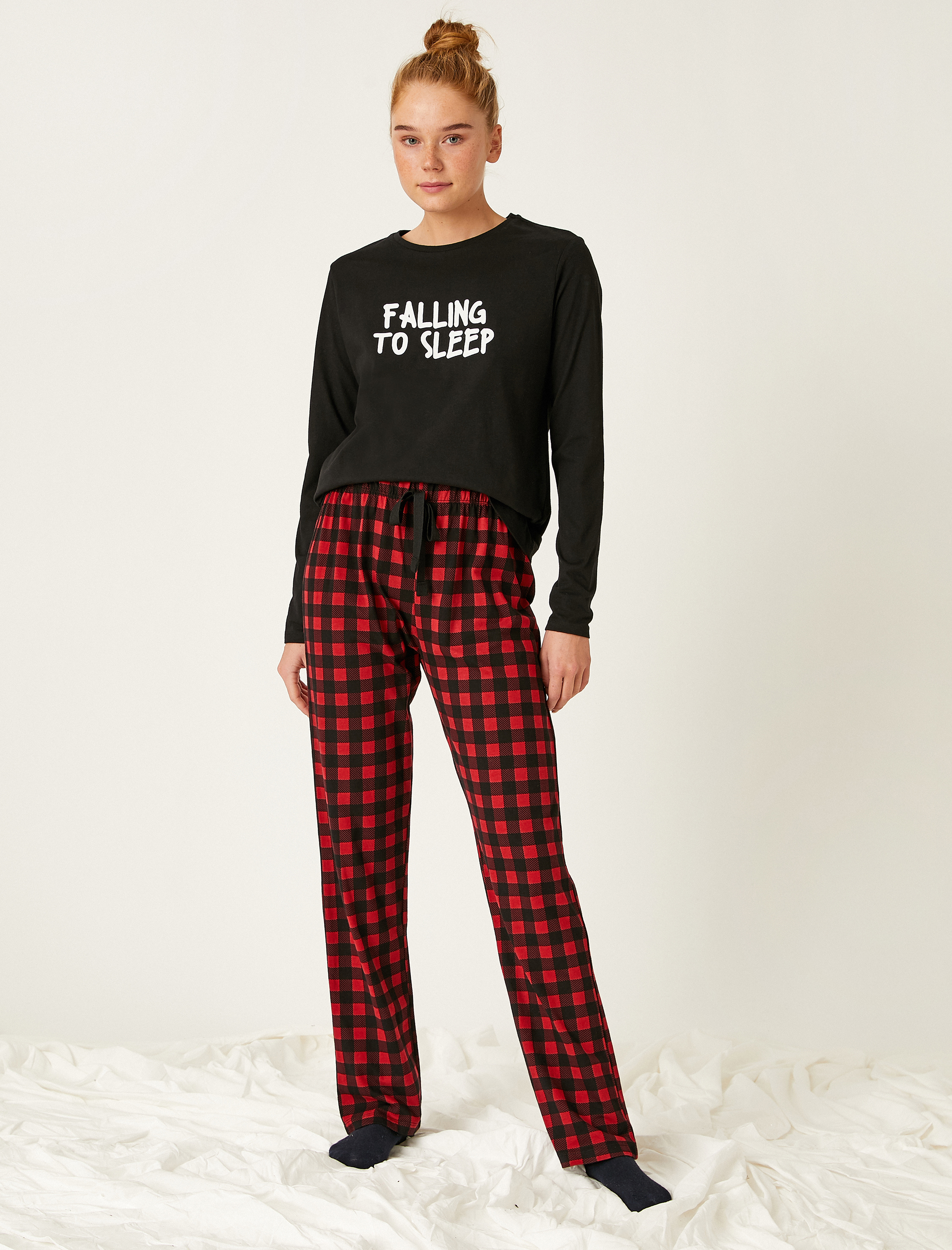   Kareli Pamuklu Pijama Seti