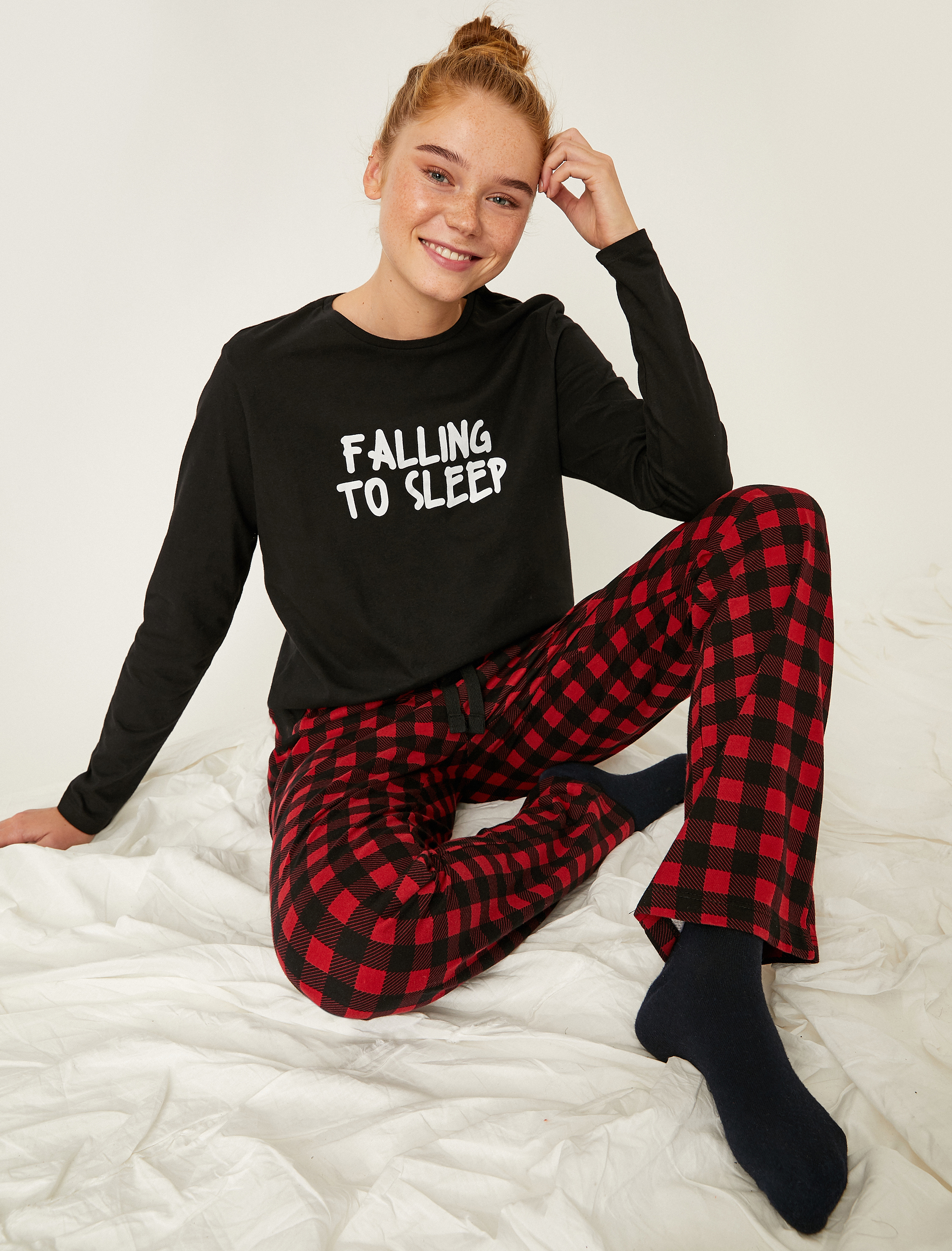   Kareli Pamuklu Pijama Seti