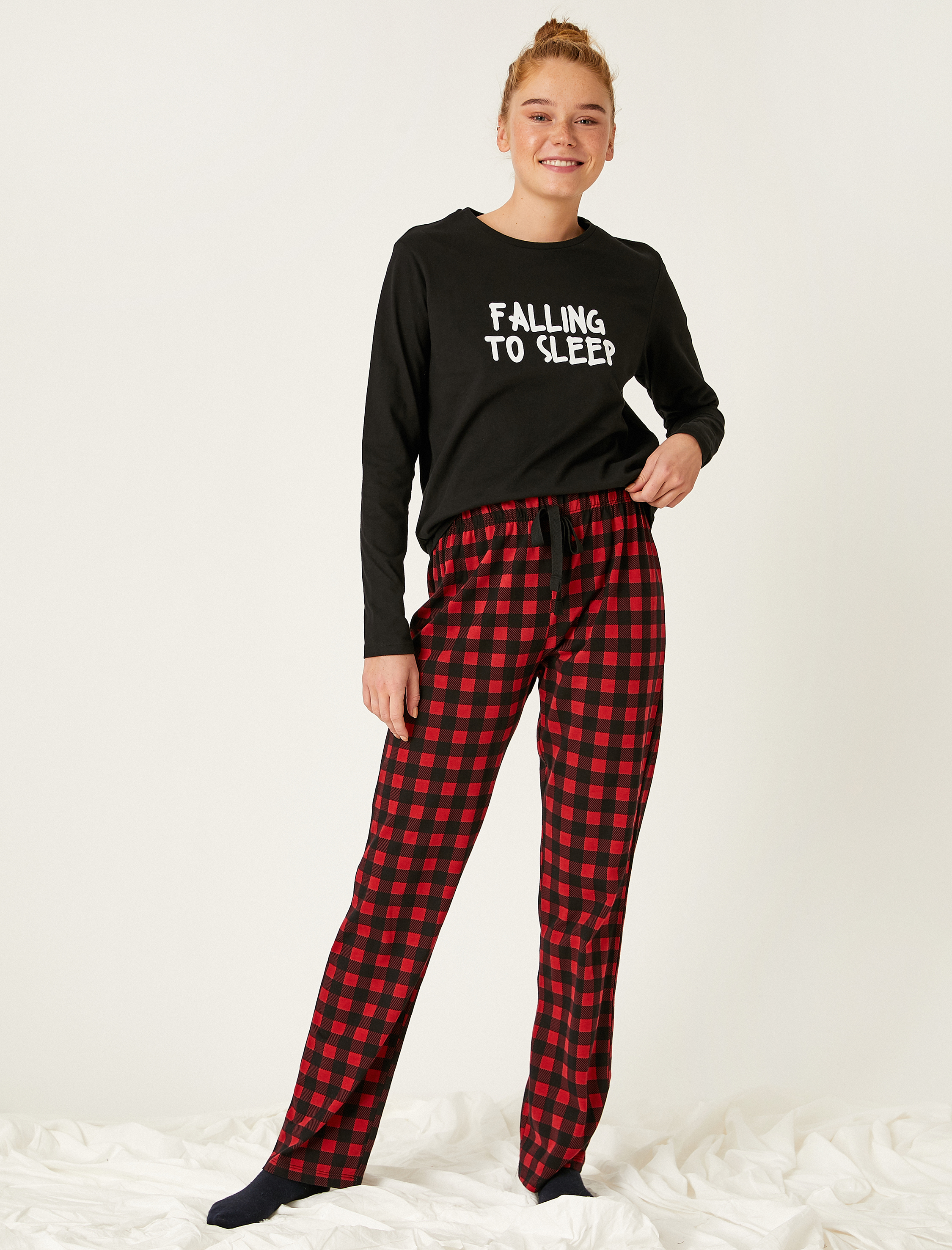   Kareli Pamuklu Pijama Seti
