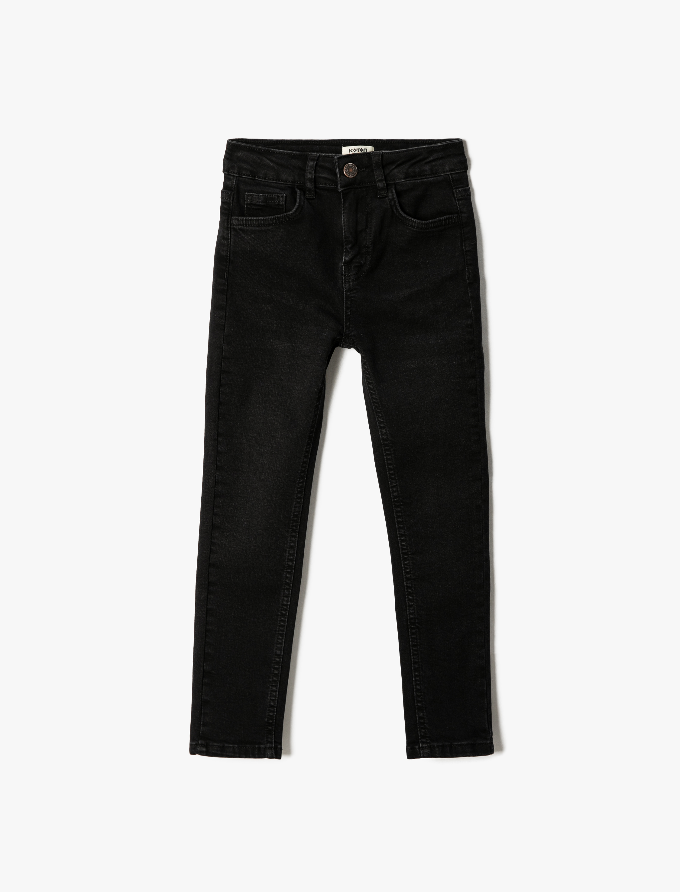  Erkek Çocuk Kot Pantolon Pamuklu Cepli - Slim Jean  Beli Ayarlanabilir Lastikli
