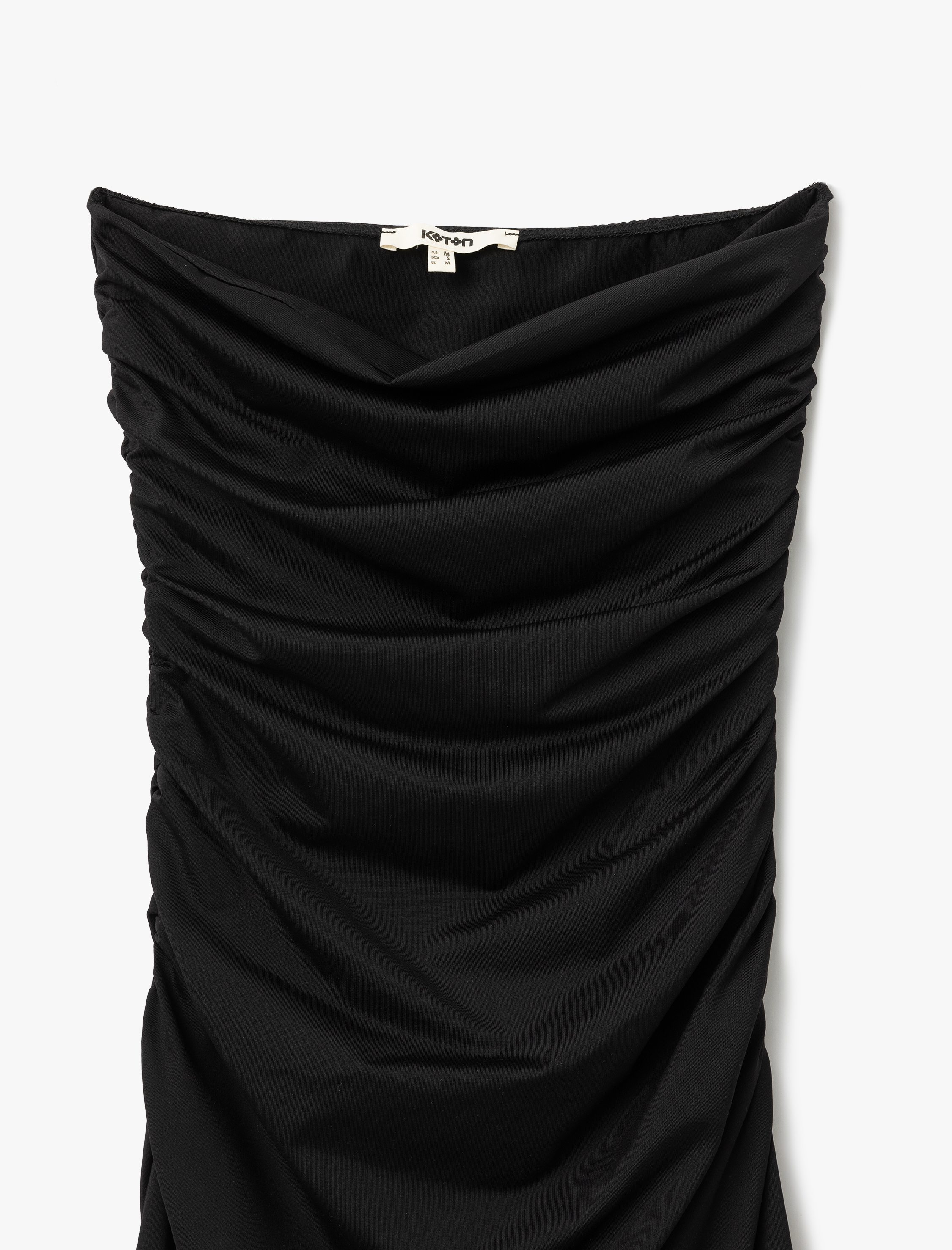   Slim Fit Drapeli Midi Boy Straplez Elbise