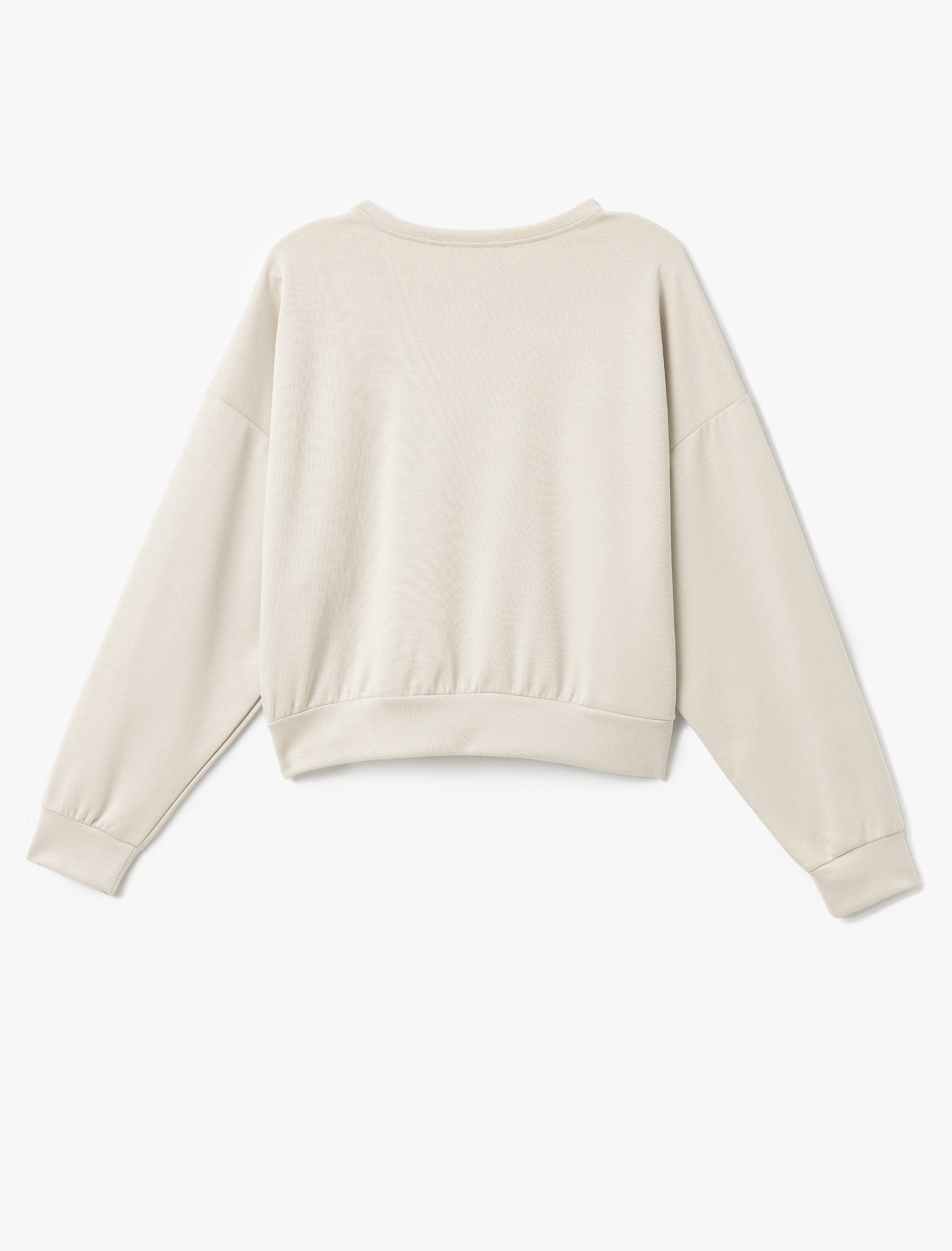   Modal Kumaş Bisiklet Yaka Uzun Kollu Basic Sweatshirt