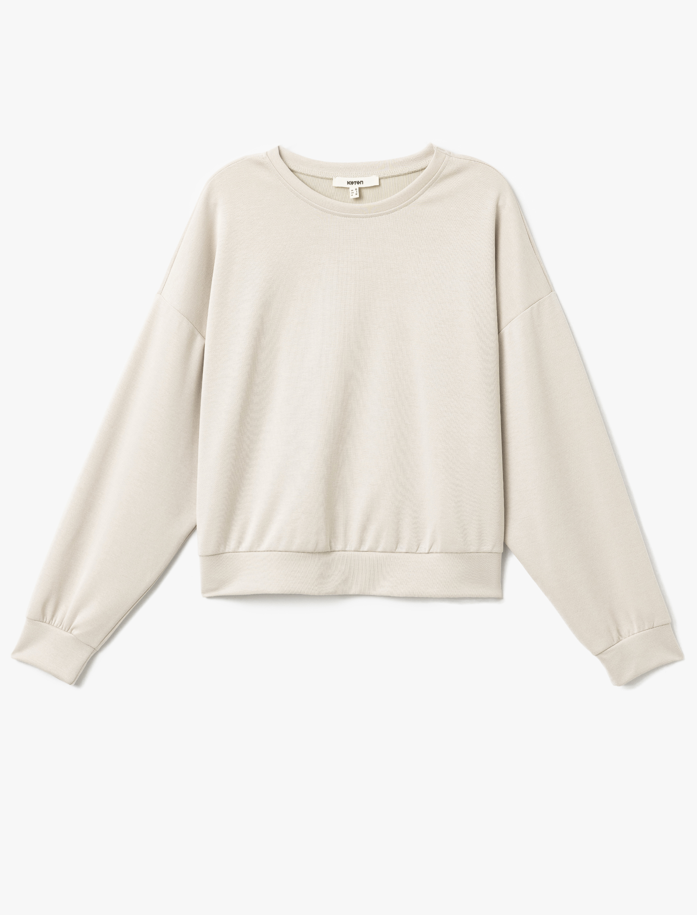   Modal Kumaş Bisiklet Yaka Uzun Kollu Basic Sweatshirt