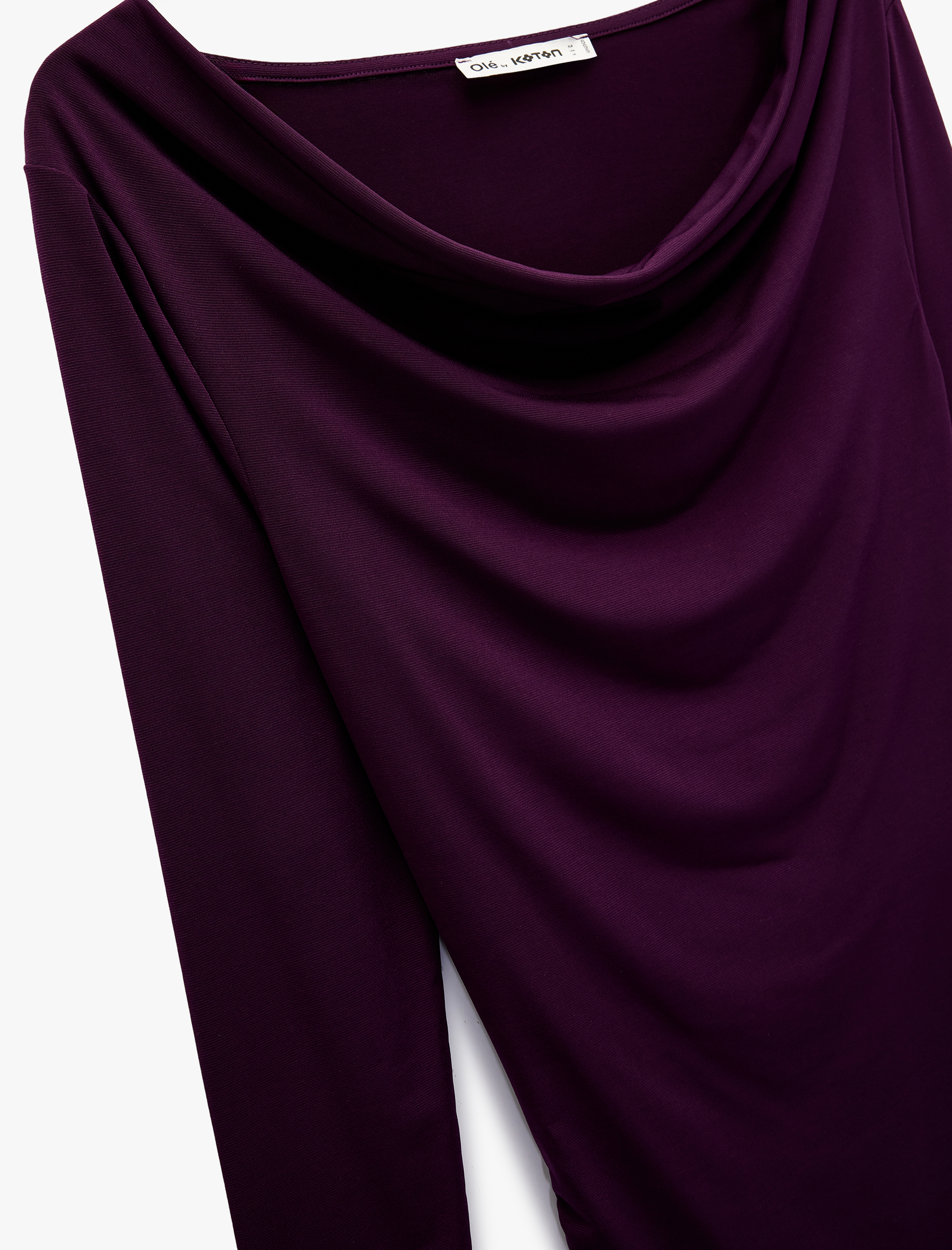   Slim Fit Uzun Kollu Degaje Yaka Drape Detaylı Mini Elbise