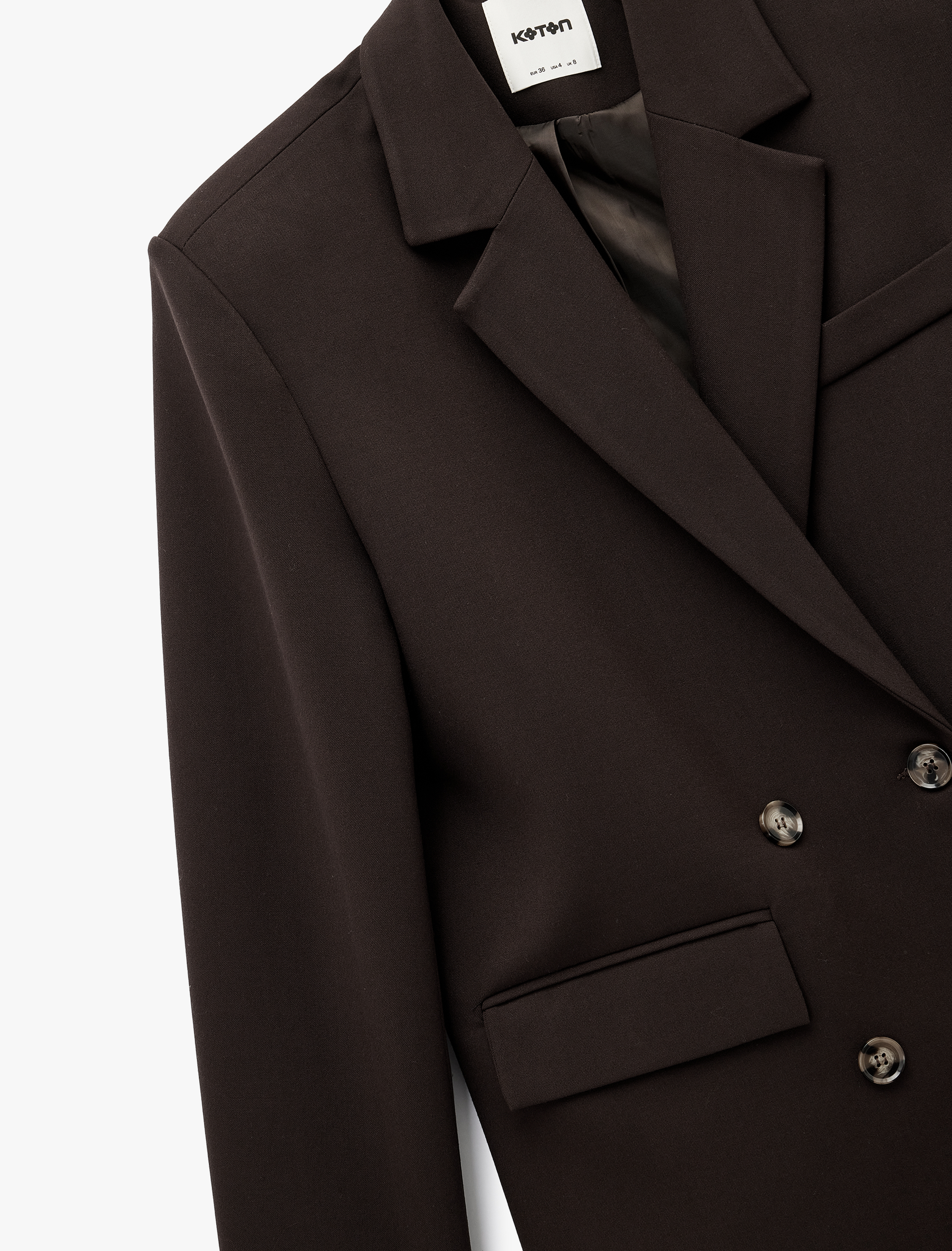   Cepli Uzun Kollu Düğmeli Kruvaze Oversize Blazer Ceket