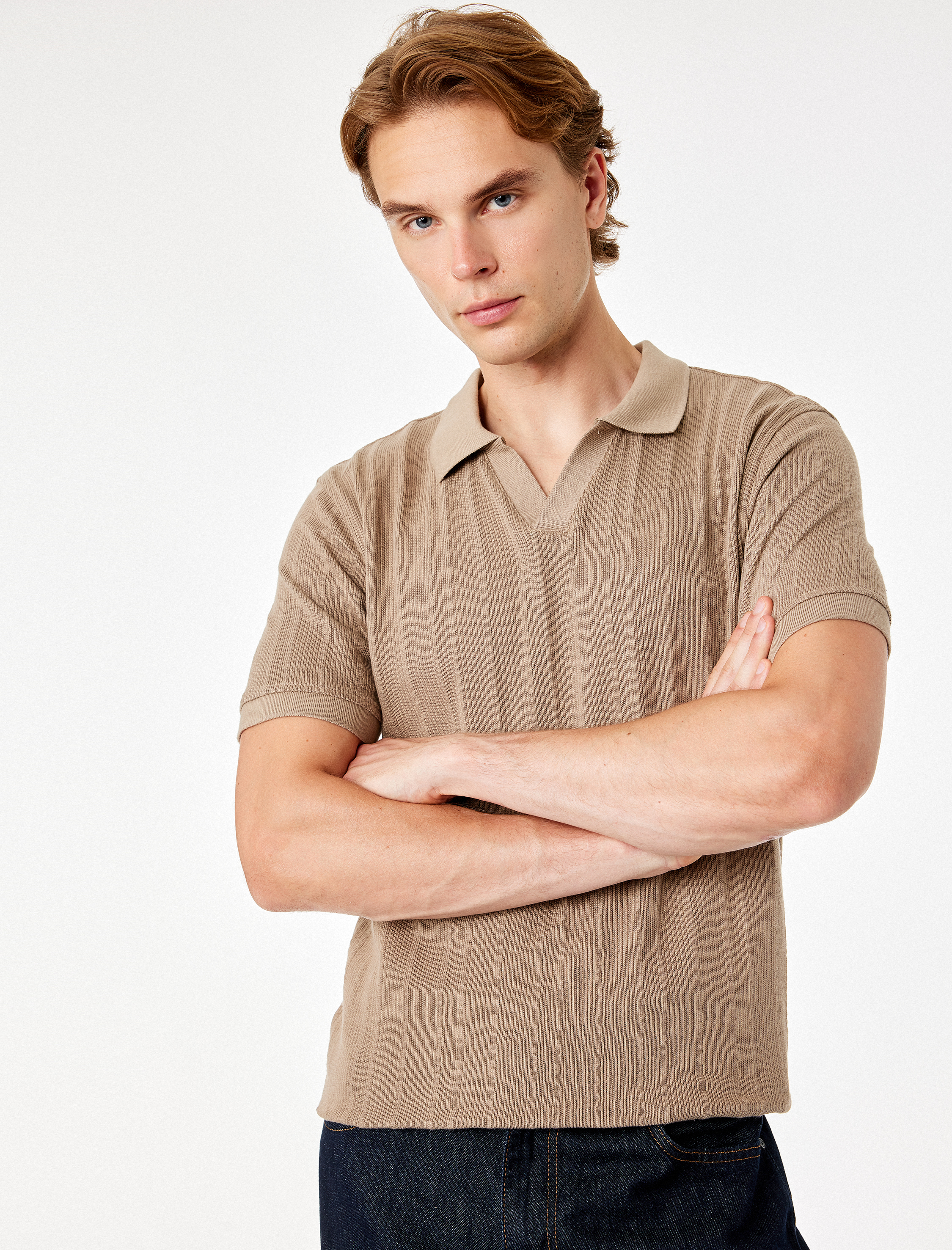   Pamuklu Regular Fit Kısa Kollu Dokulu Polo Yaka Tişört