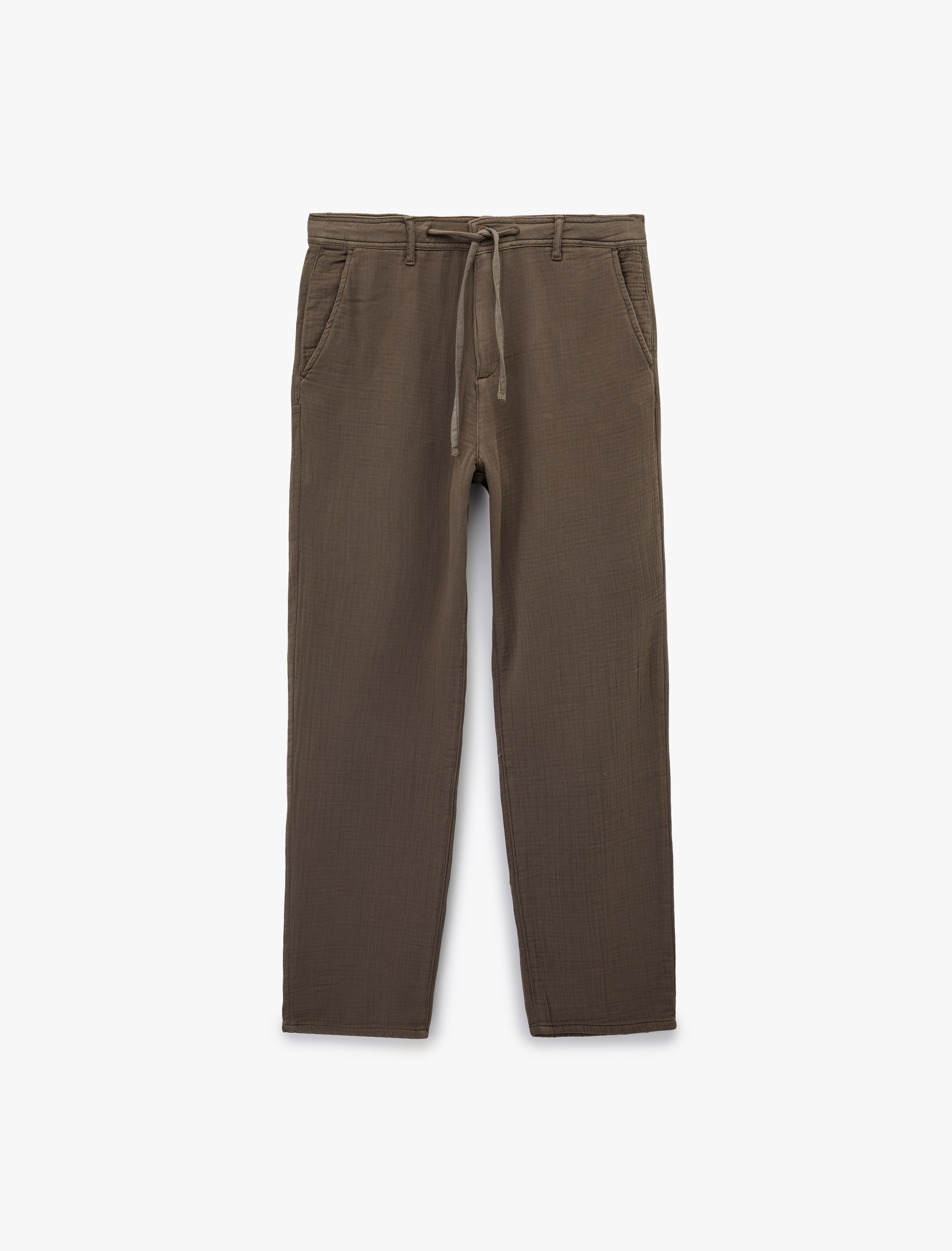  Pamuklu Cepli Straight Fit Beli Bağcıklı Düğmeli Pantolon