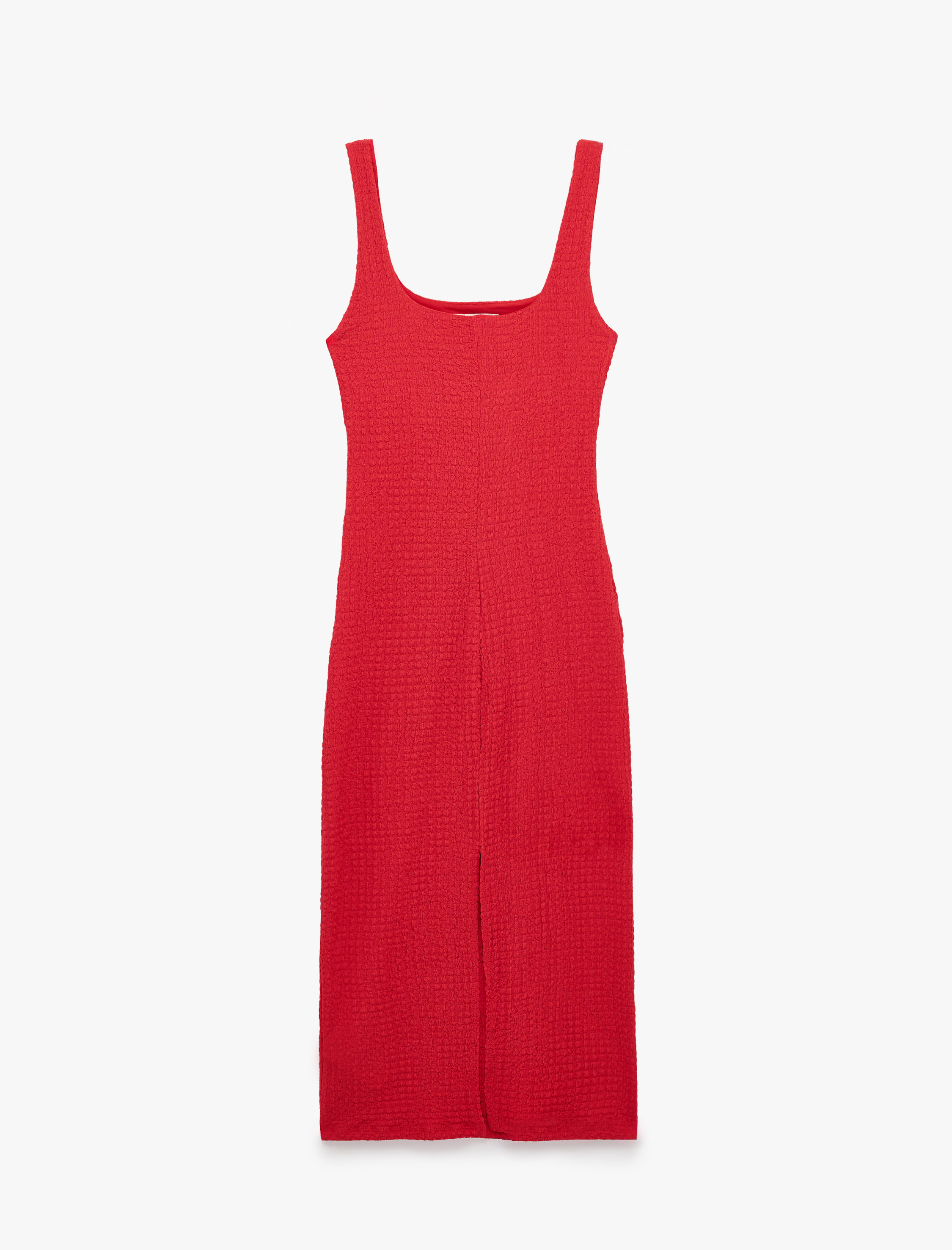   Koton X Sibil Çetinkaya - Kare Yaka Kalın Askılı Bodycon Uzun Kalem Elbise