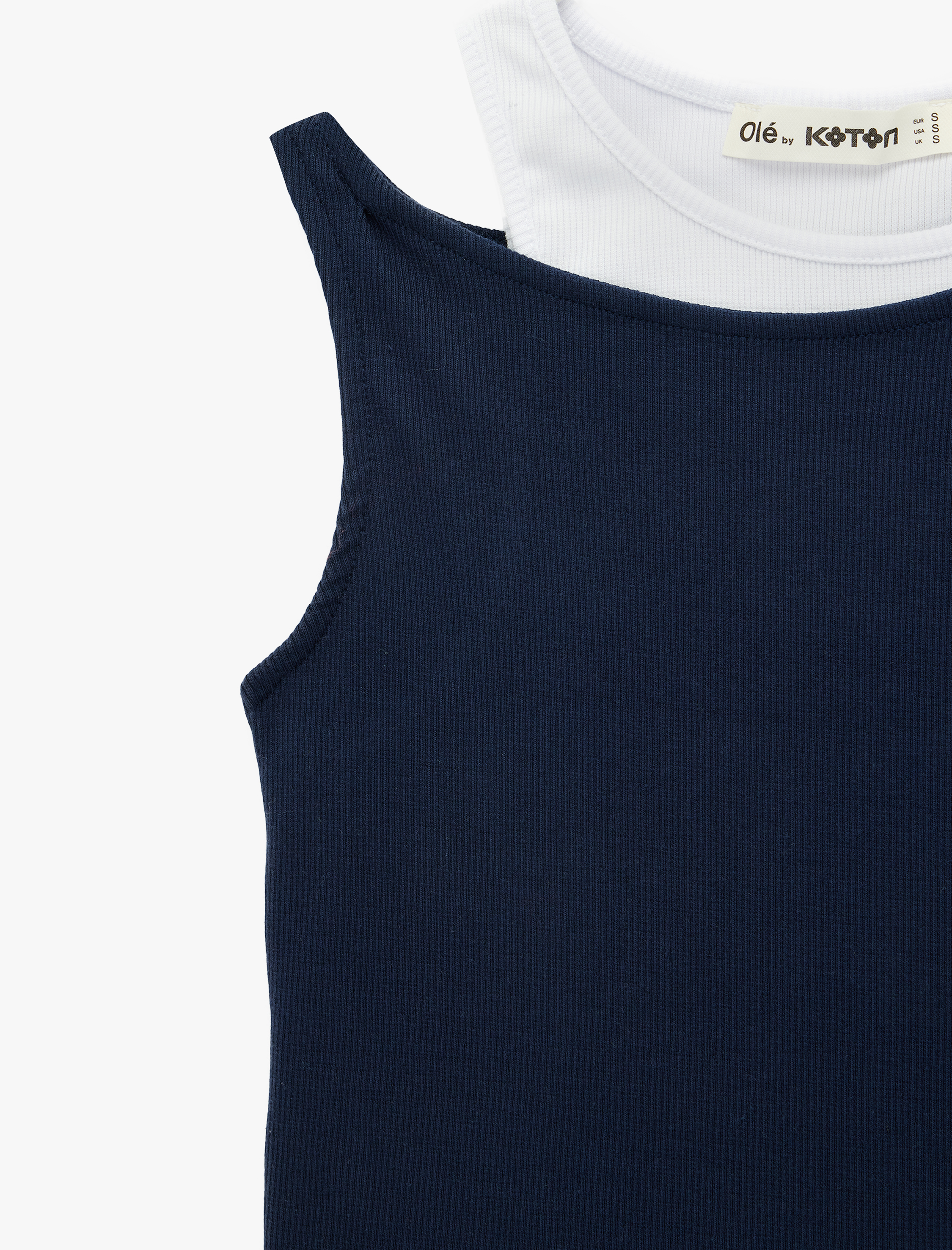   Kaşkorse Pamuklu İkili Katmanlı Kolsuz Halter Yaka Bluz
