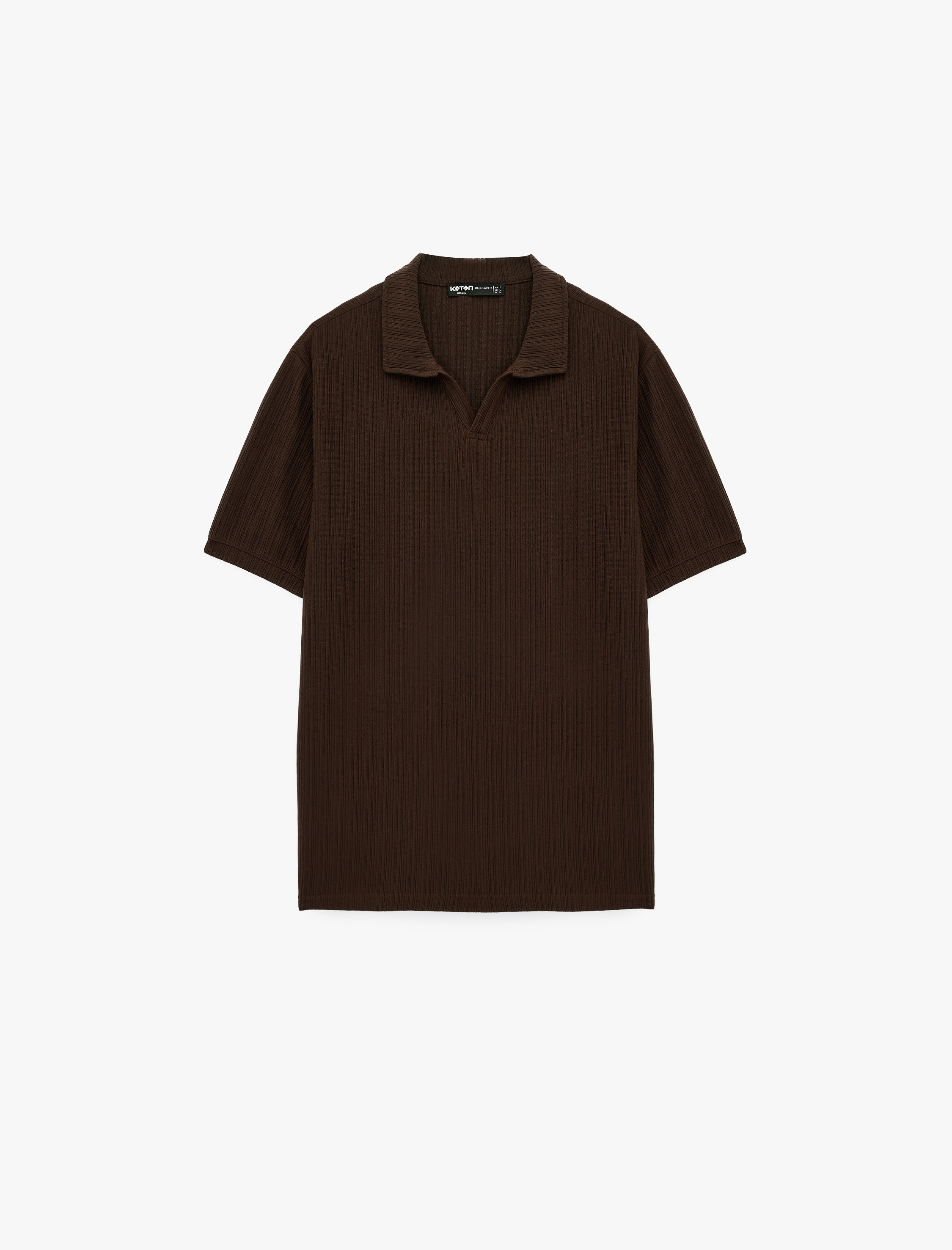   Regular Fit Kısa Kollu Dokulu Polo Yaka Tişört