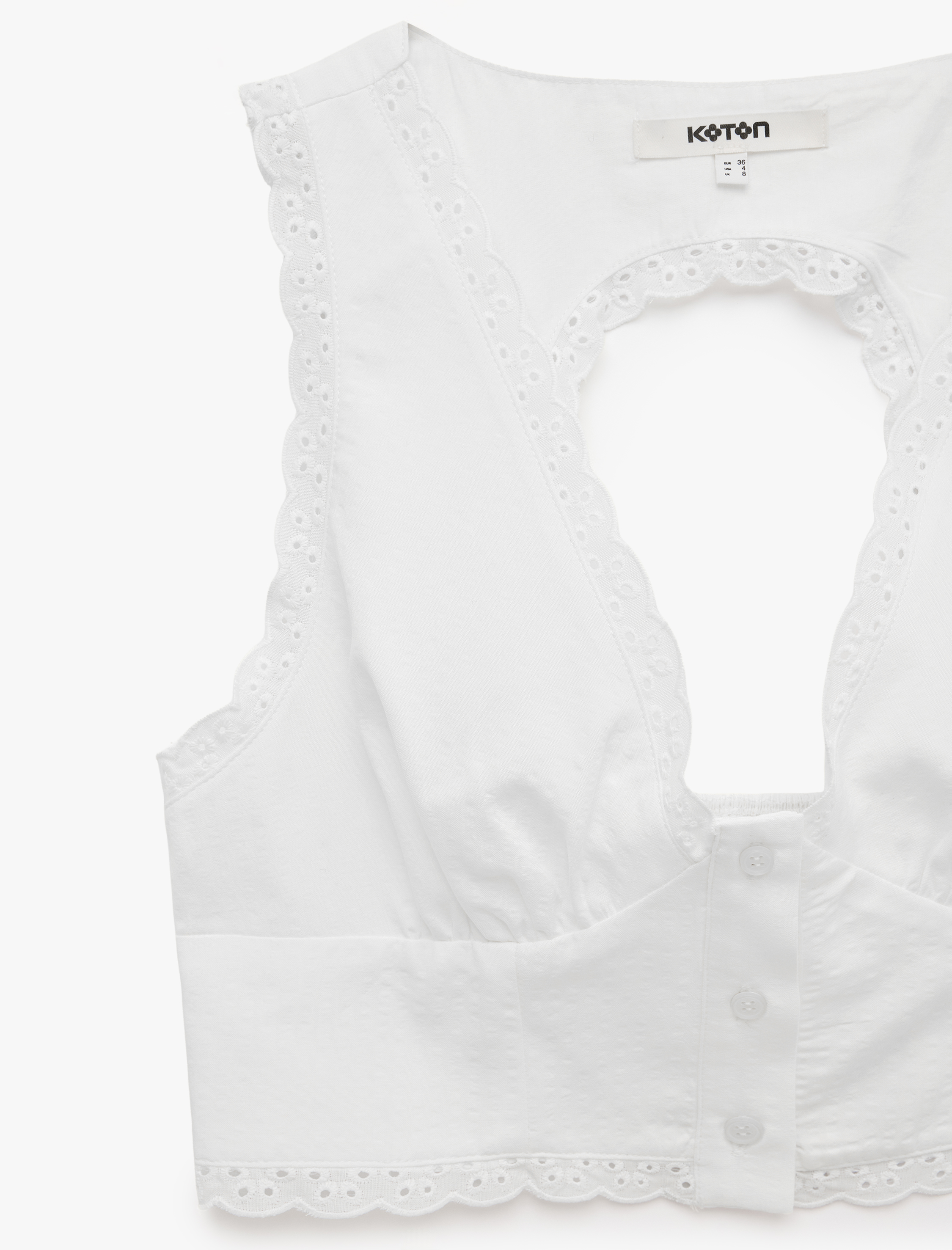   Koton X Sibil Çetinkaya - Slim Fit Düğmeli Brodeli Dantel Detaylı Sırt Dekolteli Büstiyer