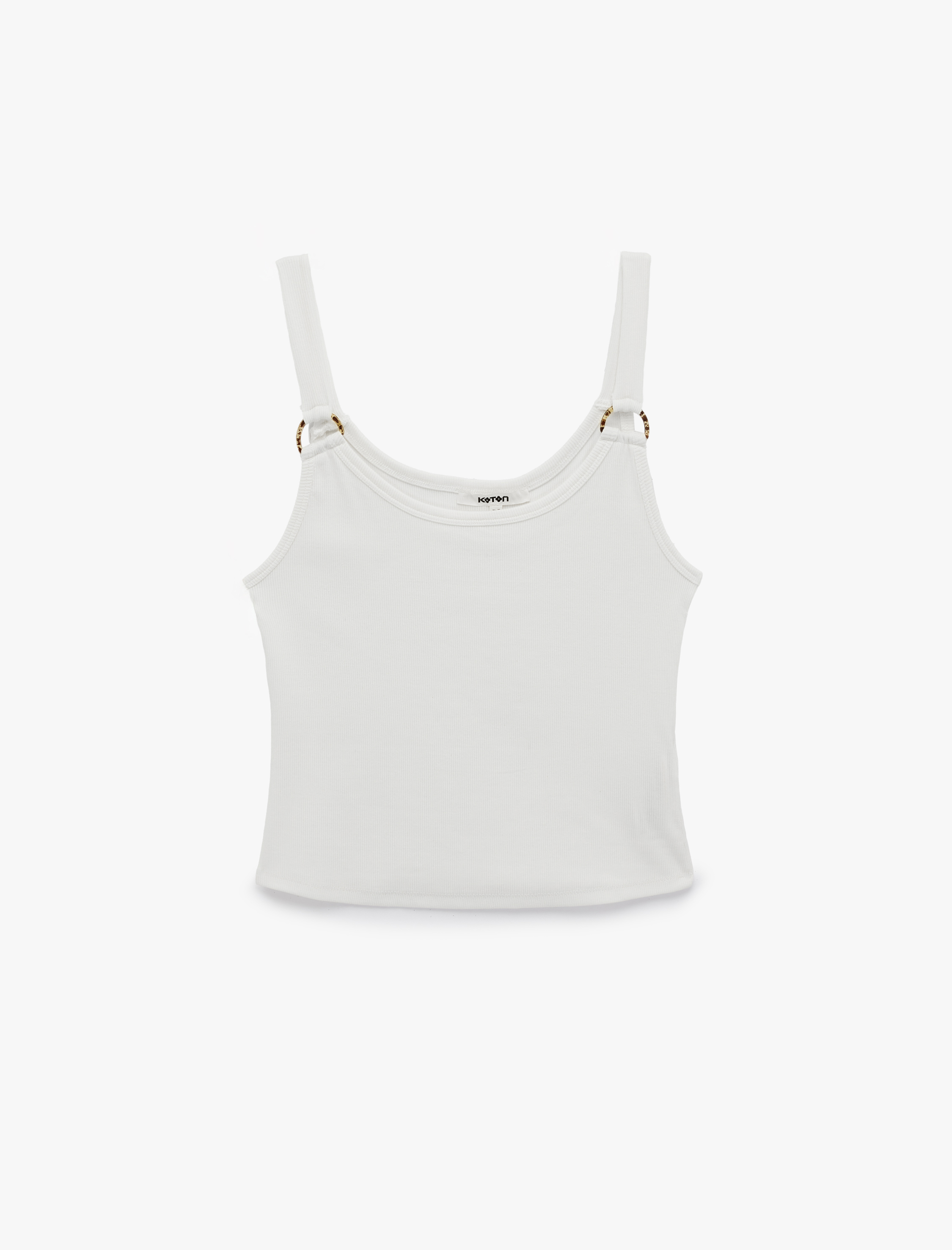   Koton X Şahika Ercümen - Pamuklu Slim Fit U Yaka Halka Detaylı Askılı Atlet Bluz