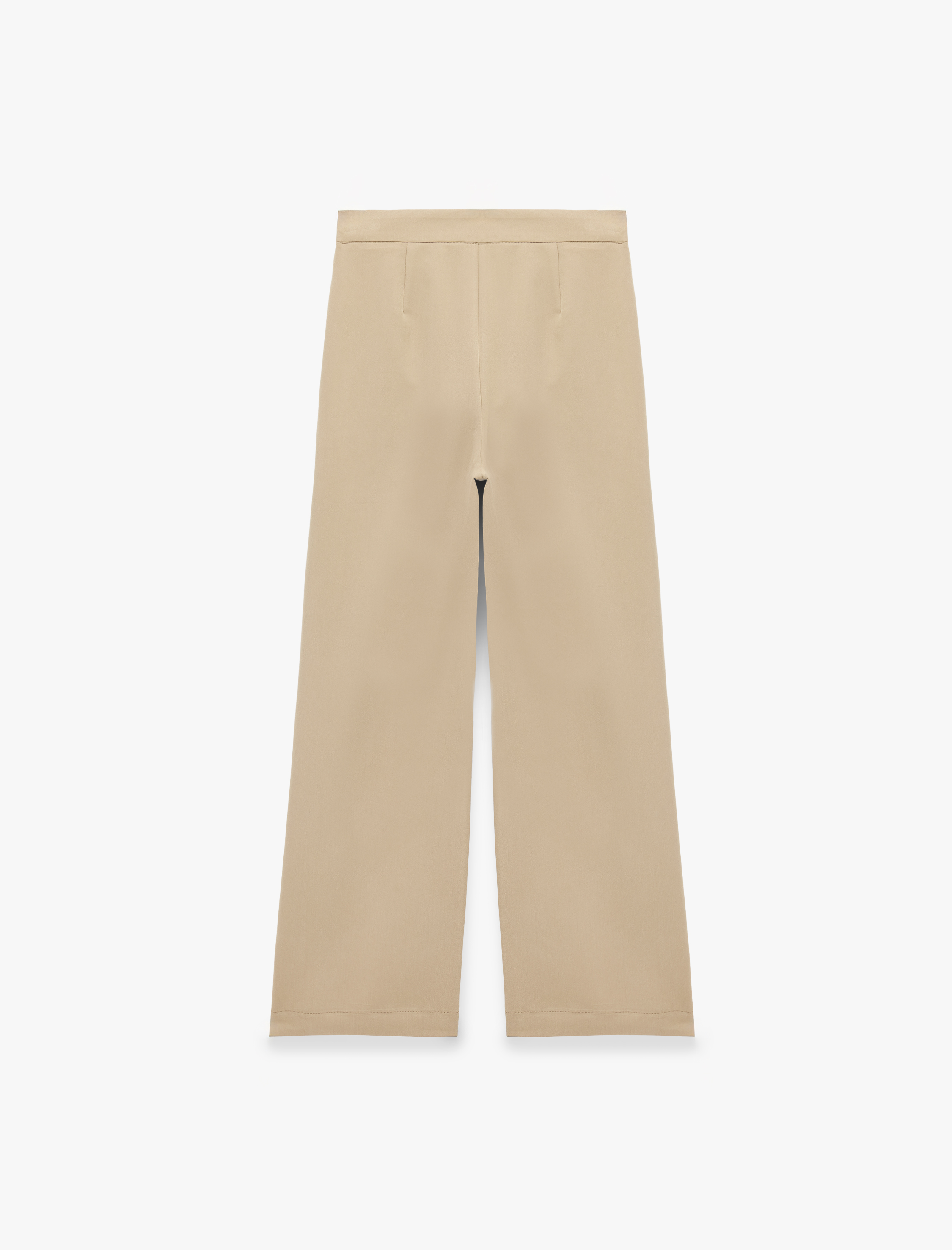   Viskon Cupro Kumaş Straight Fit Cepli Pile Detaylı Düz Bol Paça Pantolon