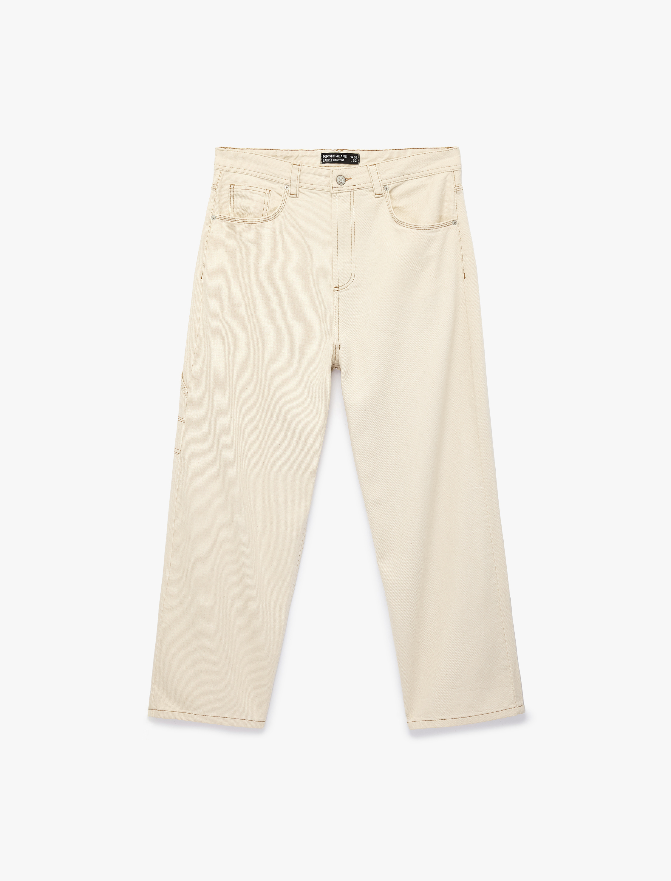   Oversize Pamuklu Cep Detaylı Bol Barrel Fit Jean Pantolon