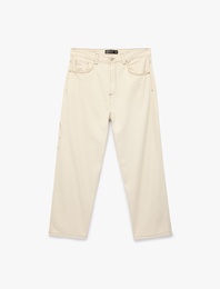 Oversize Pamuklu Cep Detaylı Bol Barrel Fit Jean Pantolon