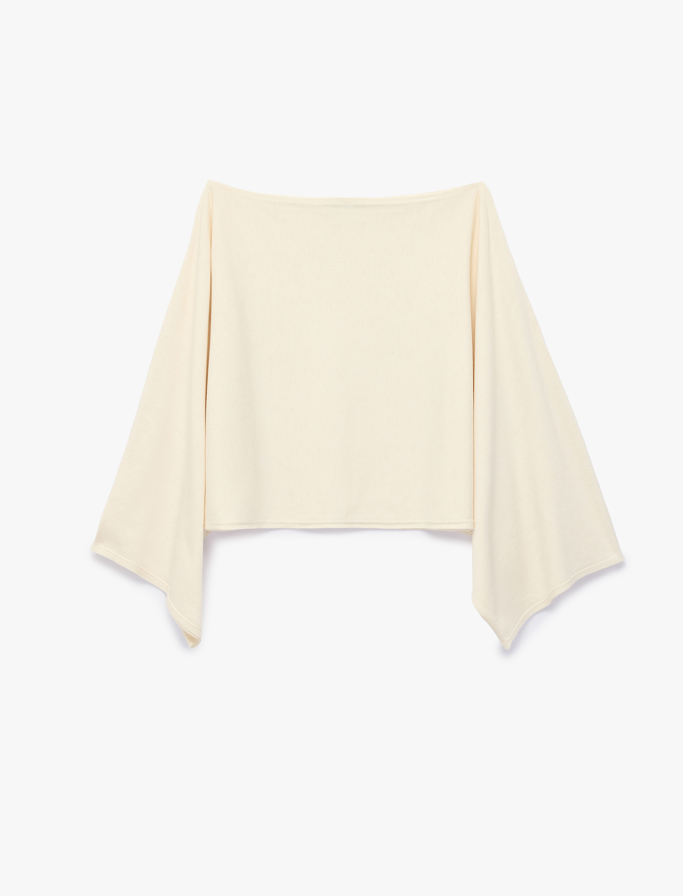   Viskon Karışımlı Slim Fit 3/4 Yarasa Kol Kayık Yaka Crop Kazak