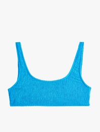 Dokulu Kalın Askılı U Yaka Spor Bikini Üstü