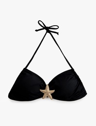Deniz Yıldızı Aksesuar Detaylı Halter Yaka Bikini Üstü