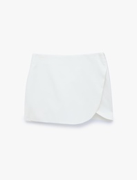 Slim Fit Cepli Kruvaze Süper Mini Şort Etek