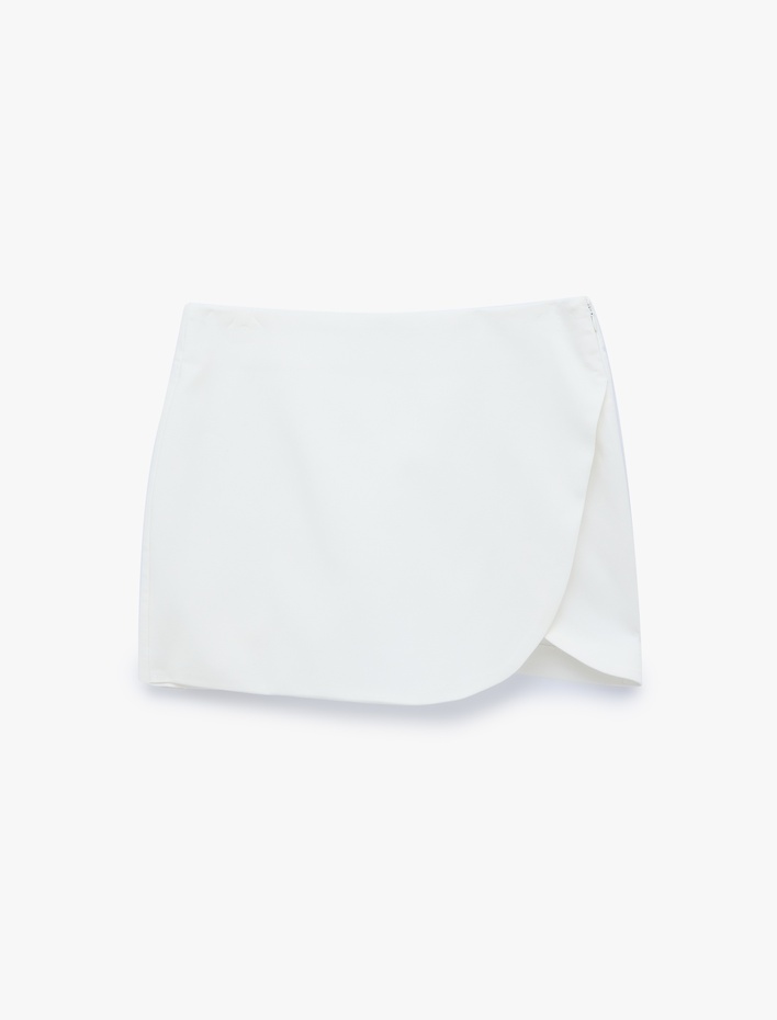  Slim Fit Cepli Kruvaze Süper Mini Şort Etek