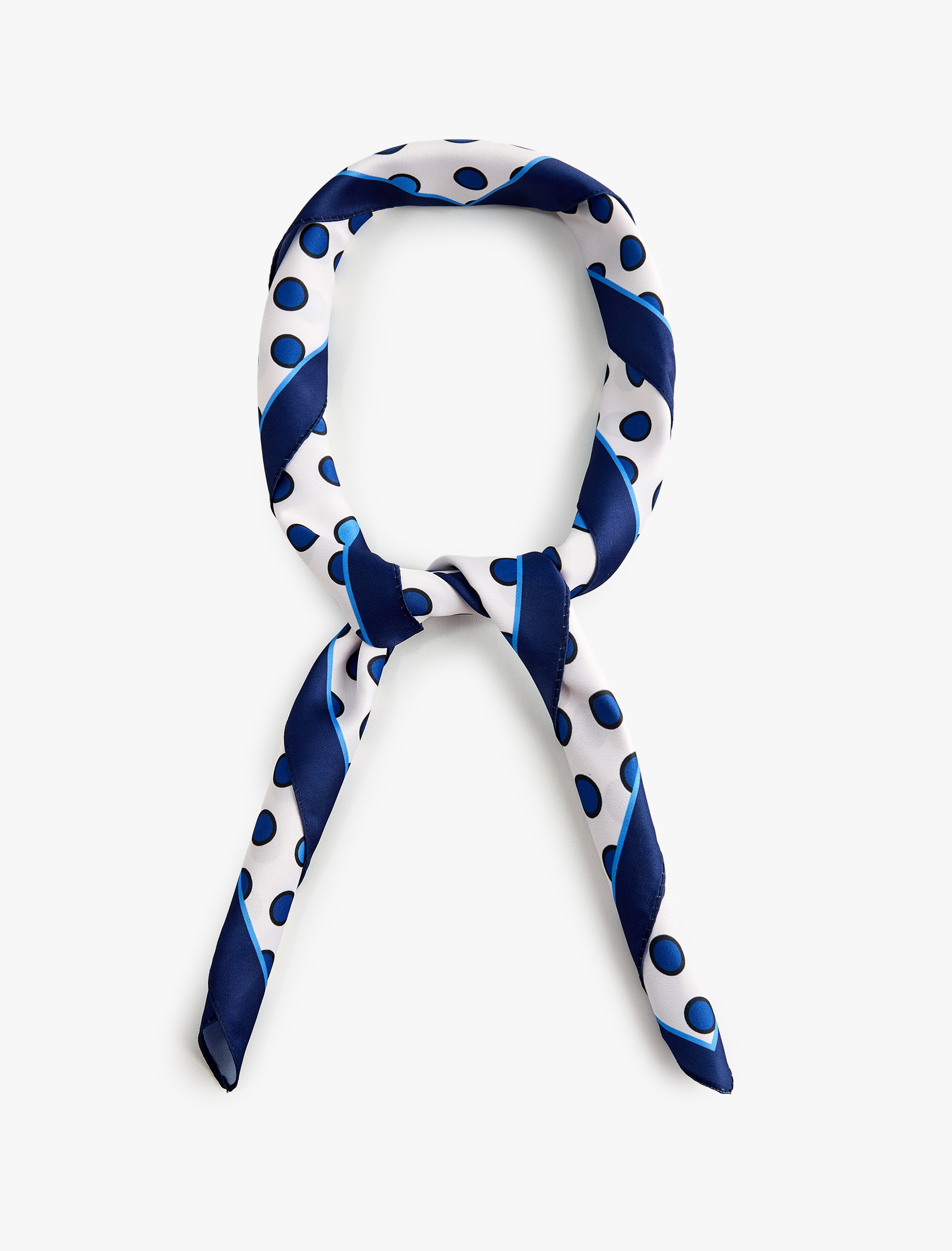  Kadın Pileli Puantiyeli Saten Kare Fular Bandana