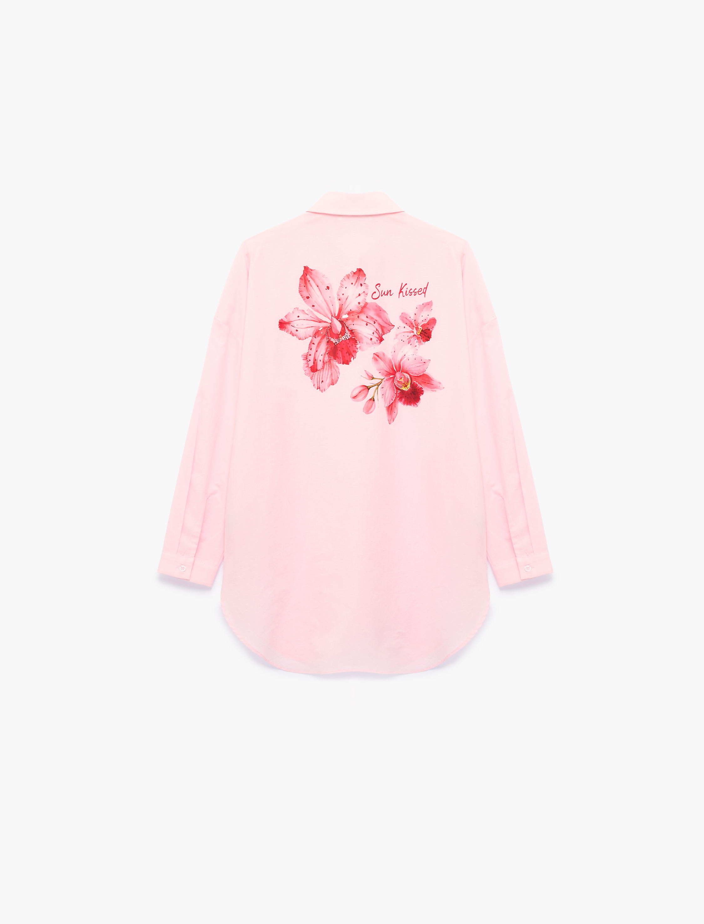   Koton X Sibil Çetinkaya - Pamuklu Uzun Kollu Arkası Hibiskus Çiçek Baskılı Gömlek Plaj Elbisesi