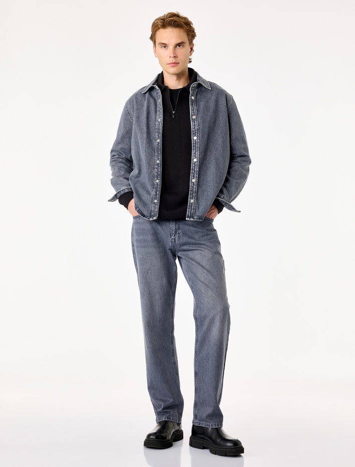  Pamuklu Normal Bel Cepli Vintage Straight Fit Jean Pantolon