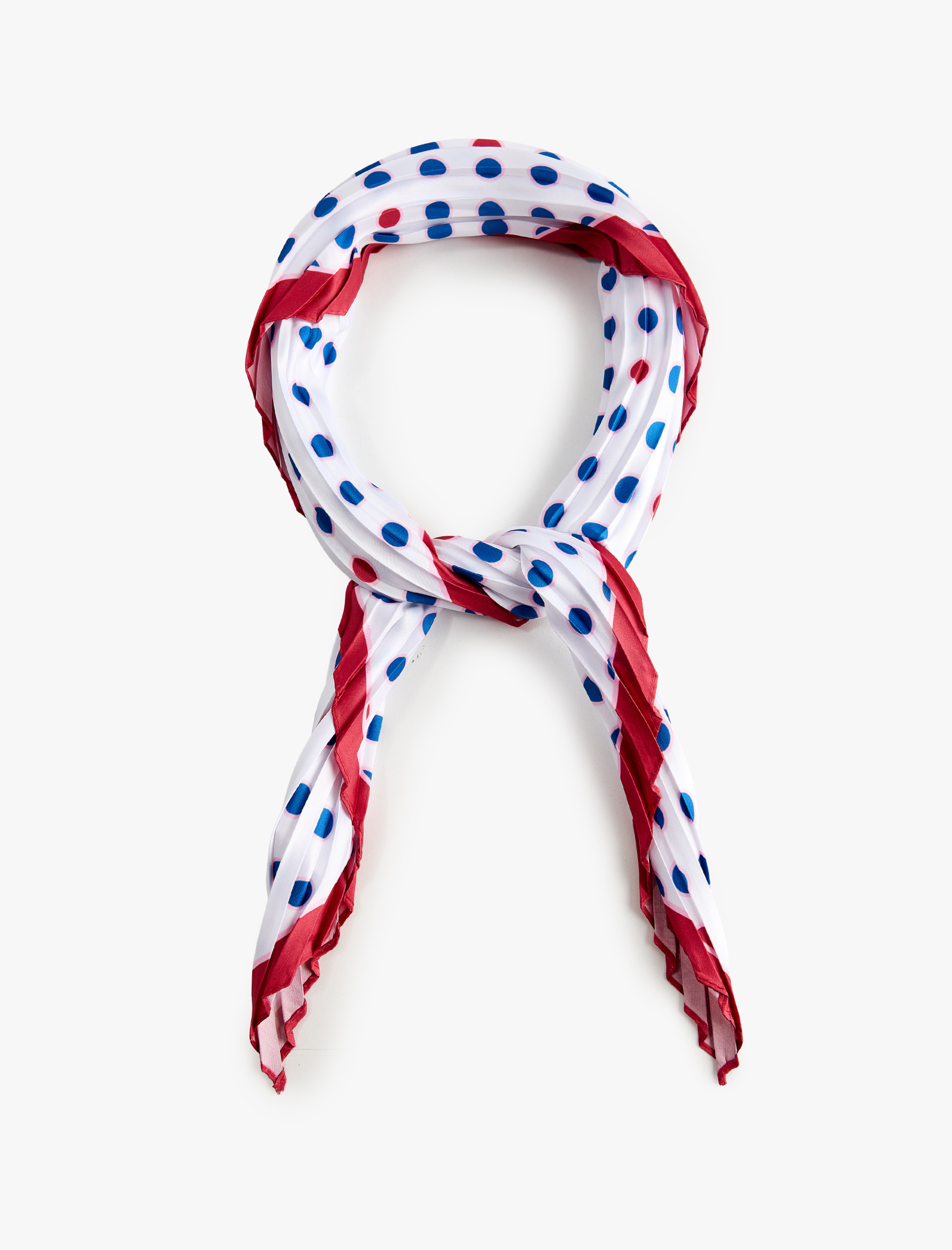  Kadın Pileli Puantiyeli Saten Kare Fular Bandana