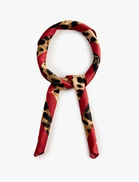 Leopar Desenli Kare Fular Bandana