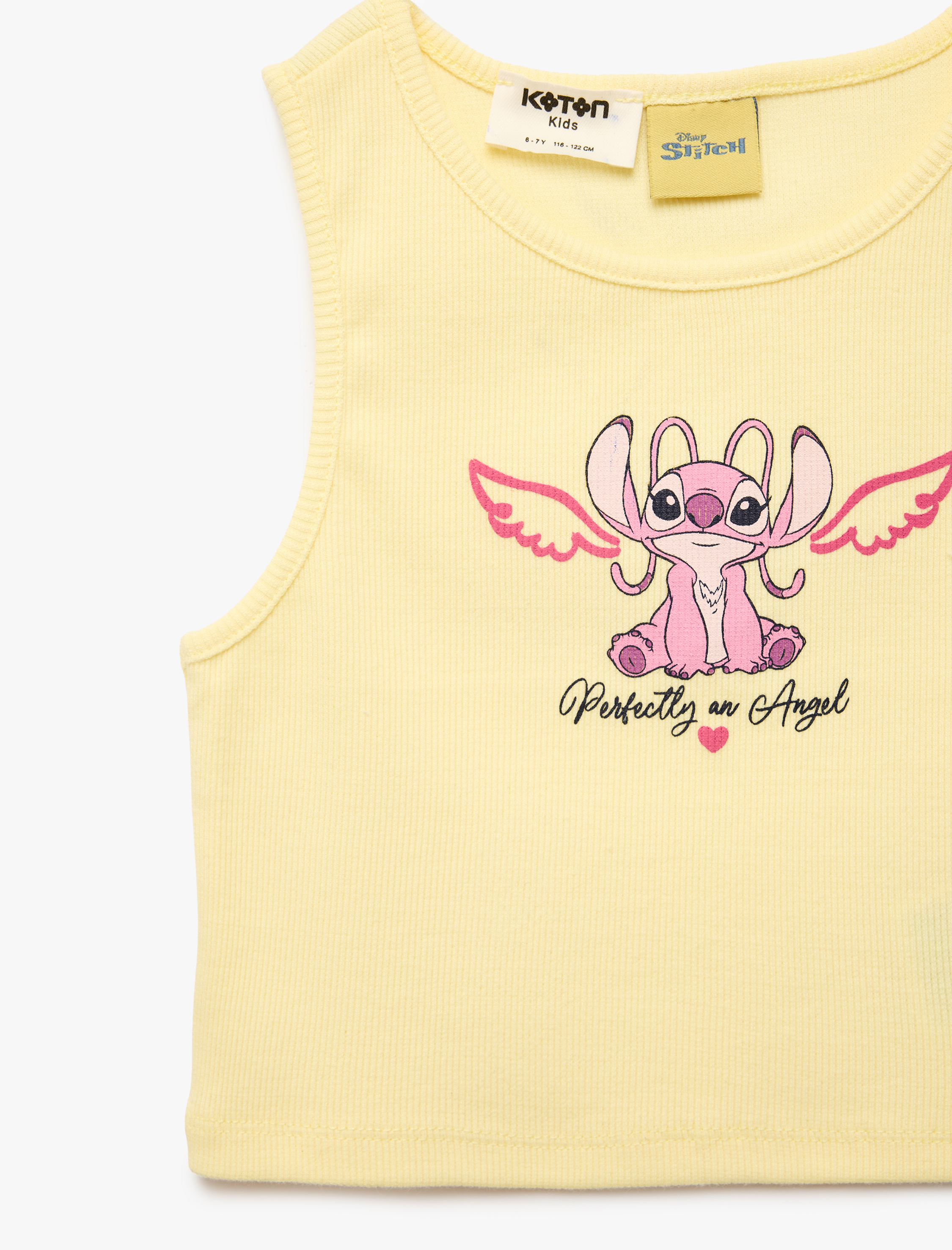  Kız Çocuk Lisanslı Stitch Baskılı Kaşkorse Kolsuz Bisiklet Yaka Atlet