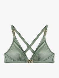 Aksesuarlı Çapraz Askılı Bikini Üstü