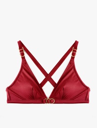 Aksesuarlı Çapraz Askılı Bikini Üstü