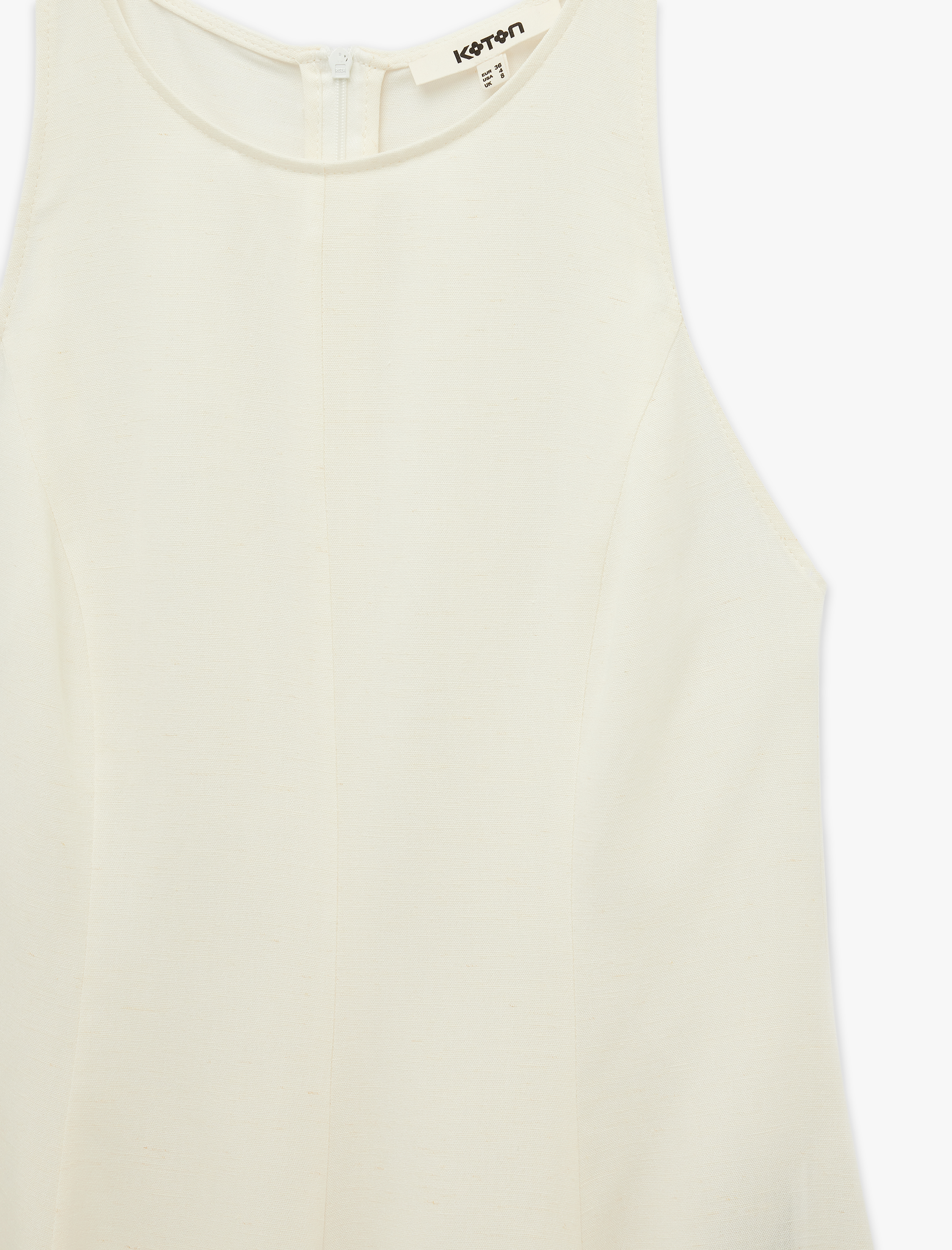   Keten Karışımlı Kolsuz Bisiklet Yaka Peplum Top