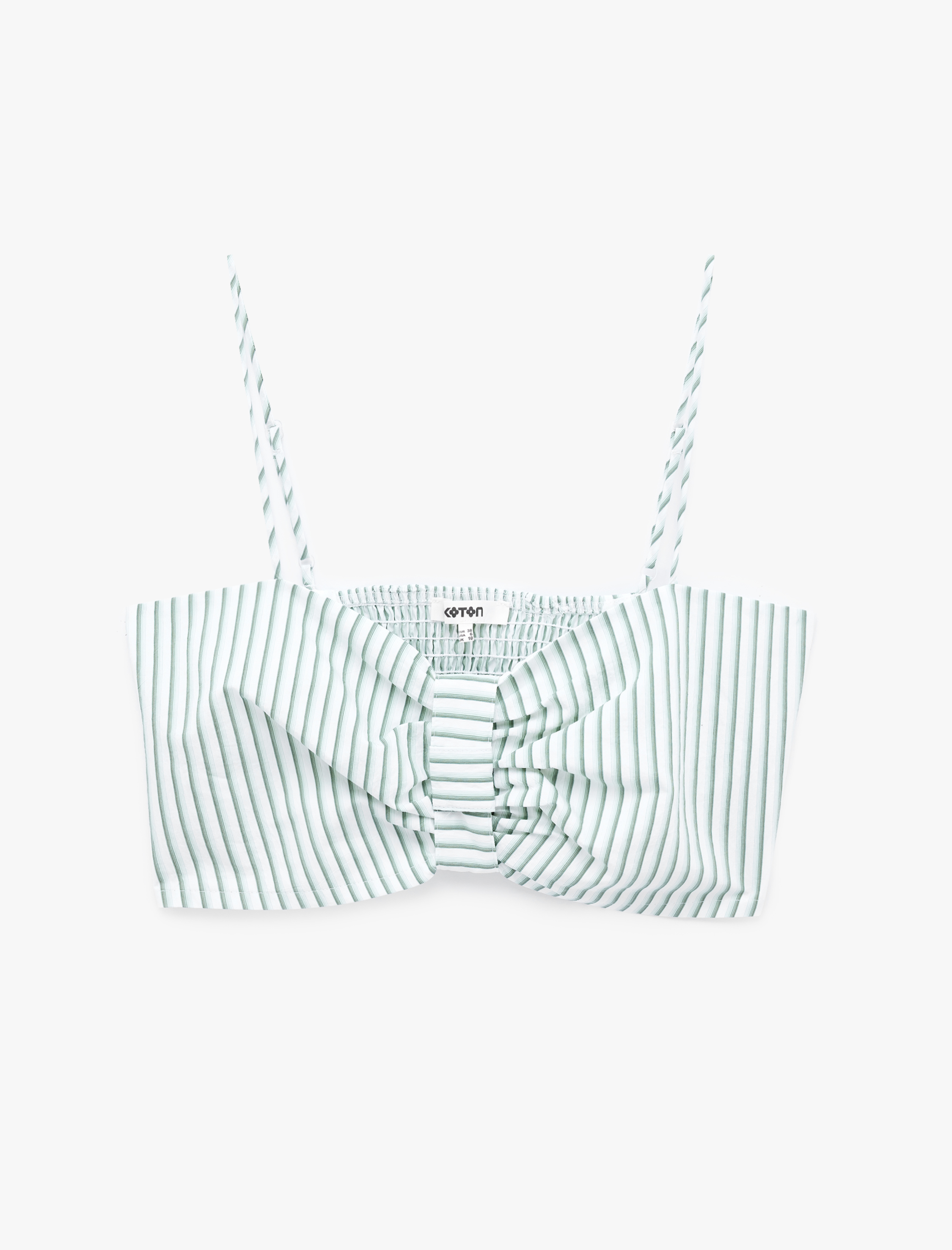   Koton X Sibil Çetinkaya - Poplin Gipe Detaylı İnce Askılı Çizgili Crop Büstiyer