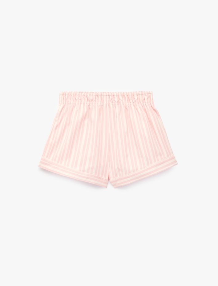  Pamuklu Rahat Kalıp Poplin Çizgili Şort Pijama Altı