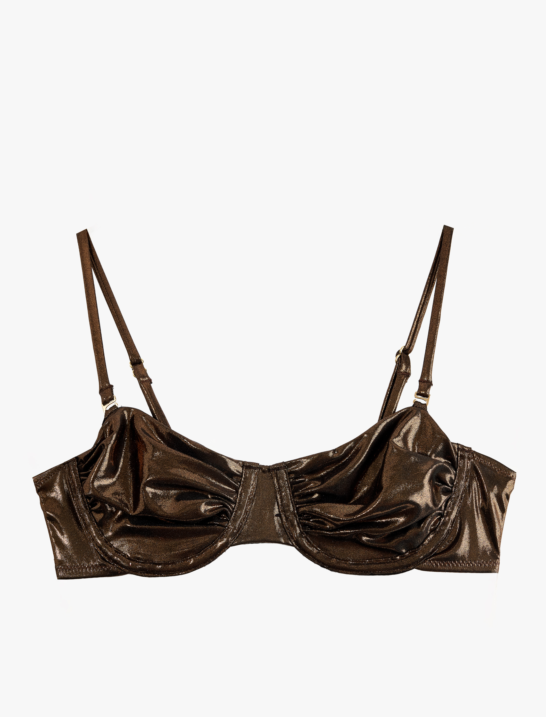   Kalp Yaka Balenli Parlak Bikini Üst