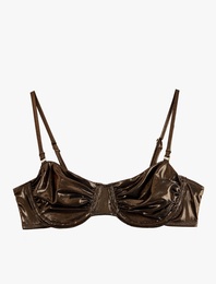 Kalp Yaka Balenli Parlak Bikini Üst