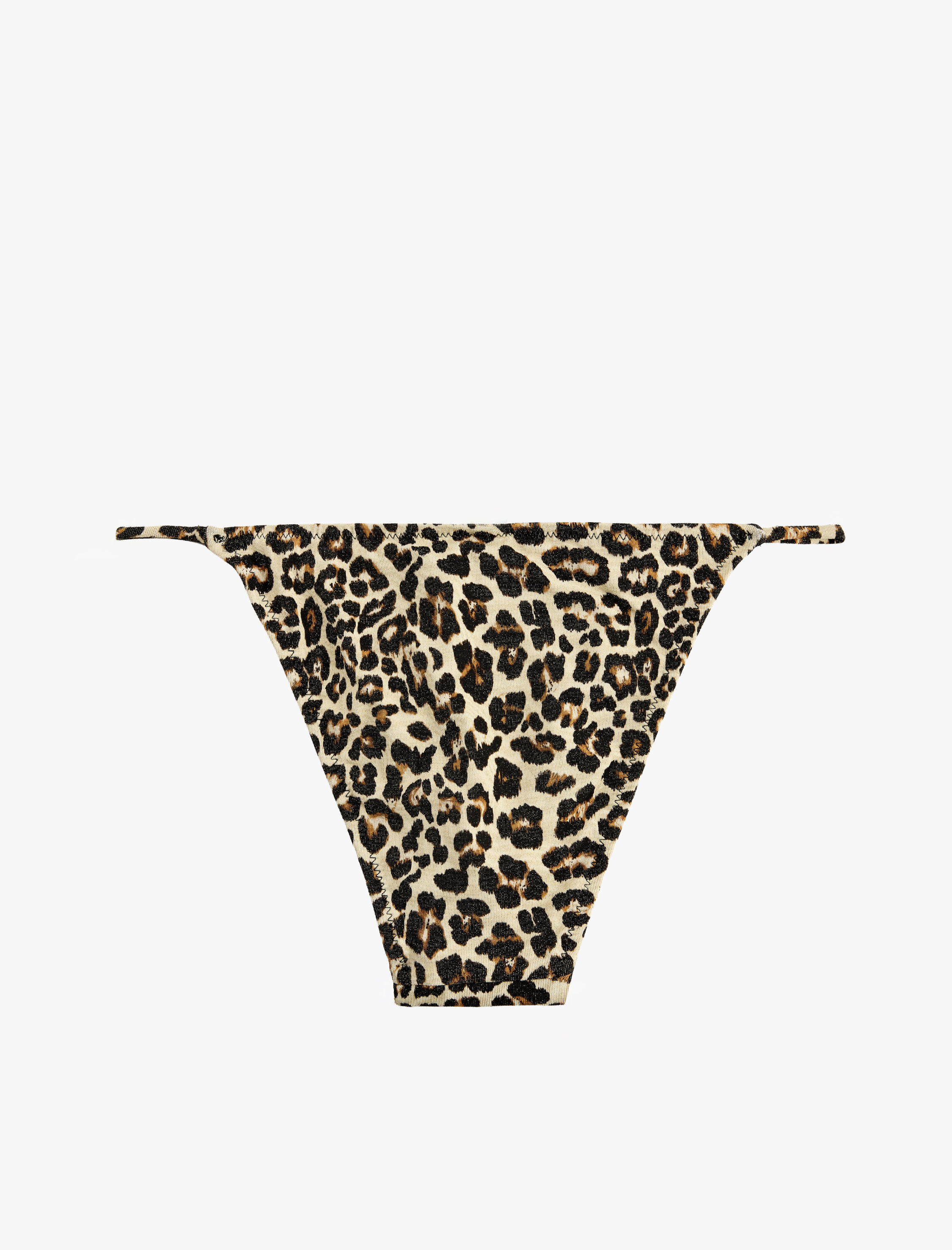   Metalik İplik Detaylı Parıltılı Leopar Desenli Bikini Altı