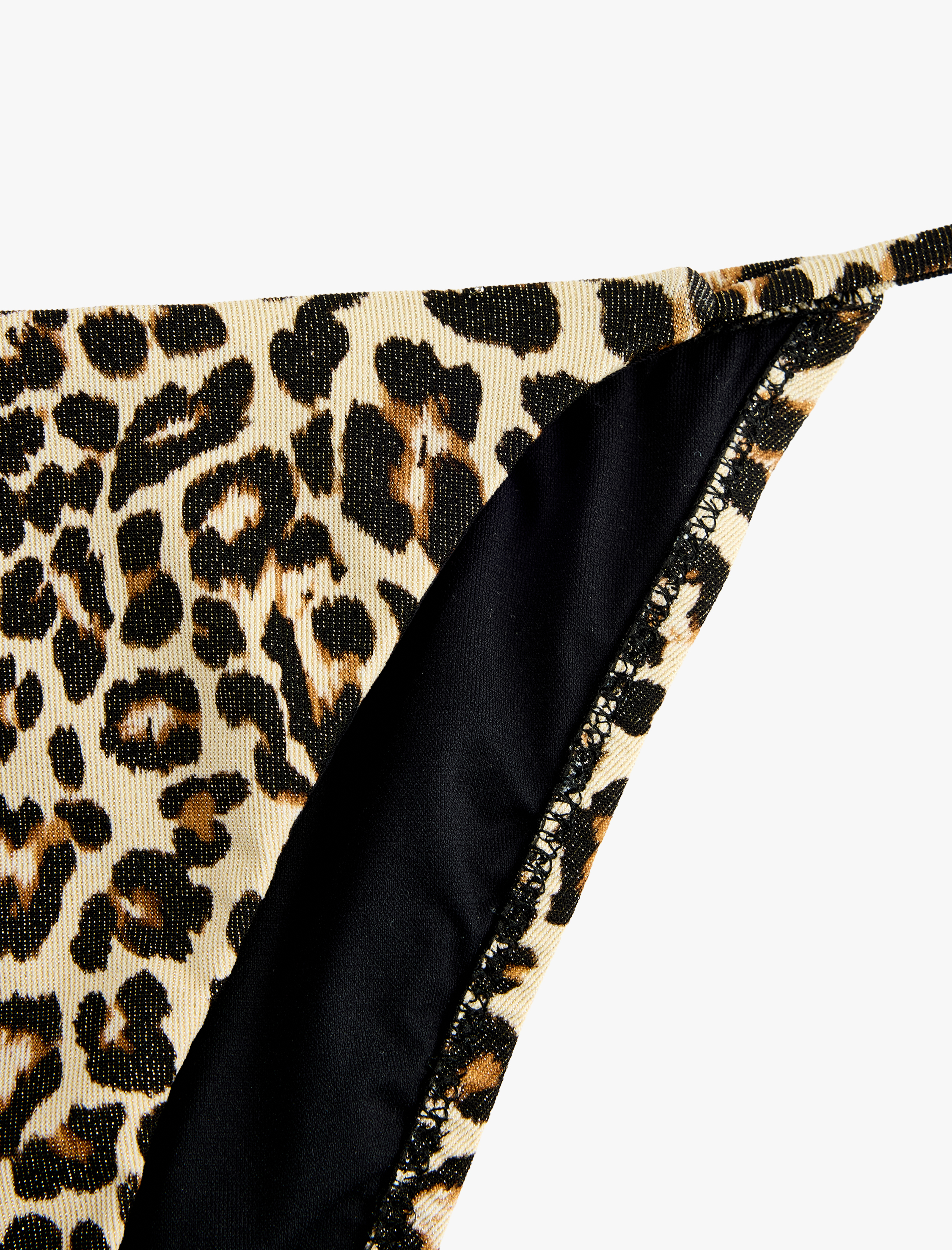   Metalik İplik Detaylı Parıltılı Leopar Desenli Bikini Altı