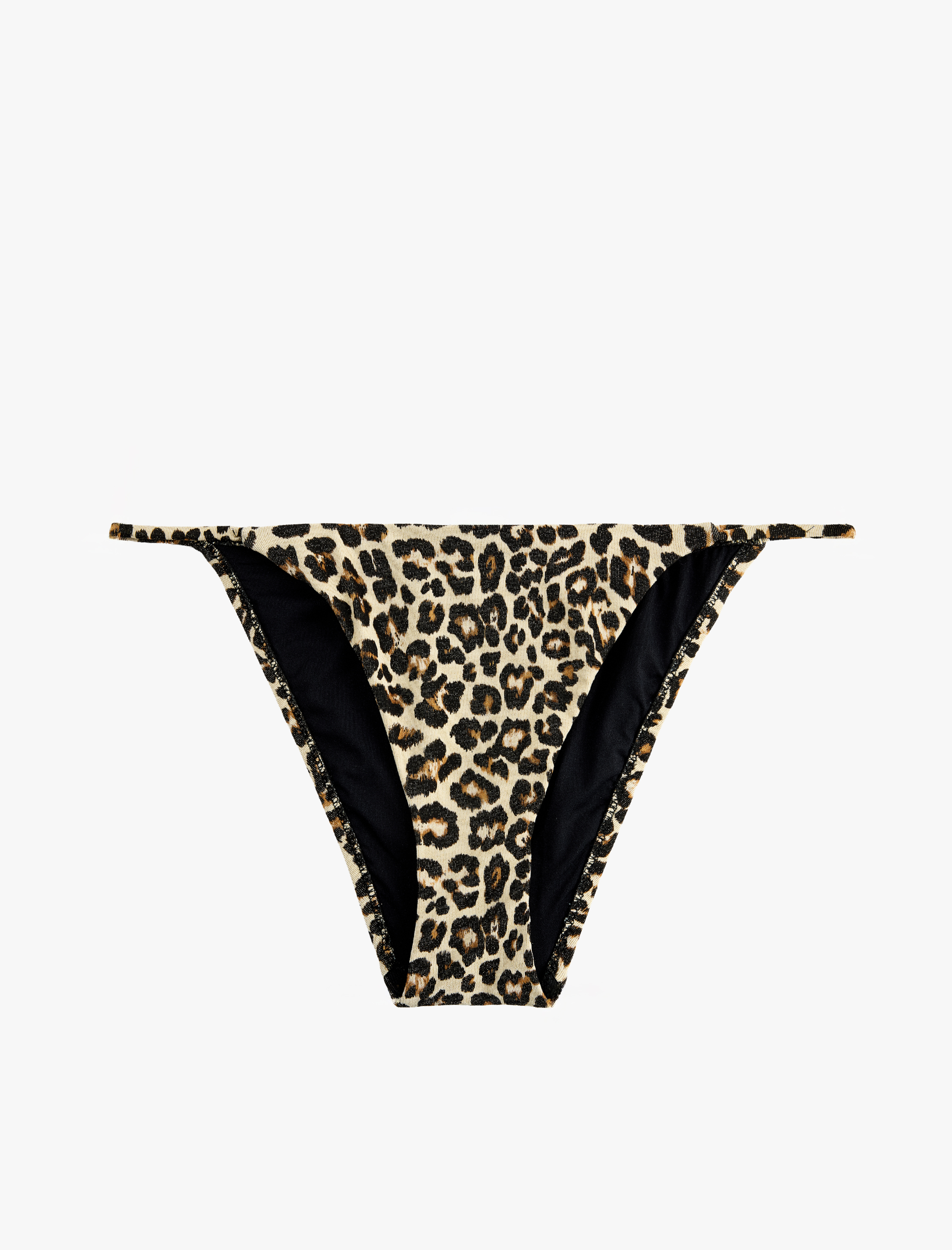   Metalik İplik Detaylı Parıltılı Leopar Desenli Bikini Altı