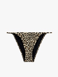 Metalik İplik Detaylı Parıltılı Leopar Desenli Bikini Altı