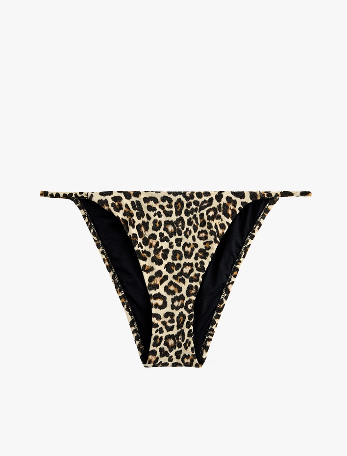  Metalik İplik Detaylı Parıltılı Leopar Desenli Bikini Altı