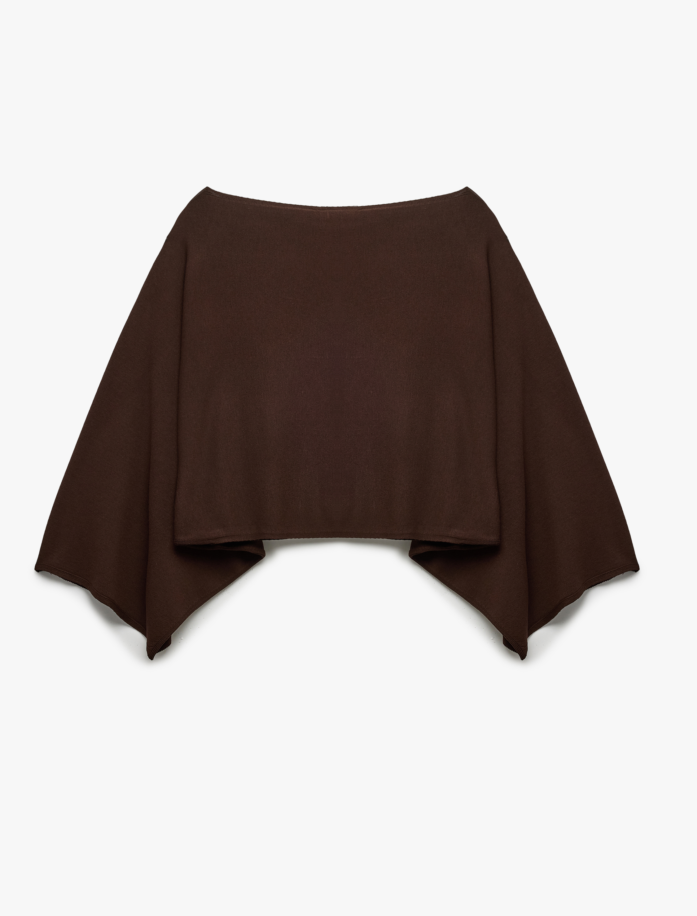   Viskon Karışımlı Slim Fit 3/4 Yarasa Kol Kayık Yaka Crop Kazak