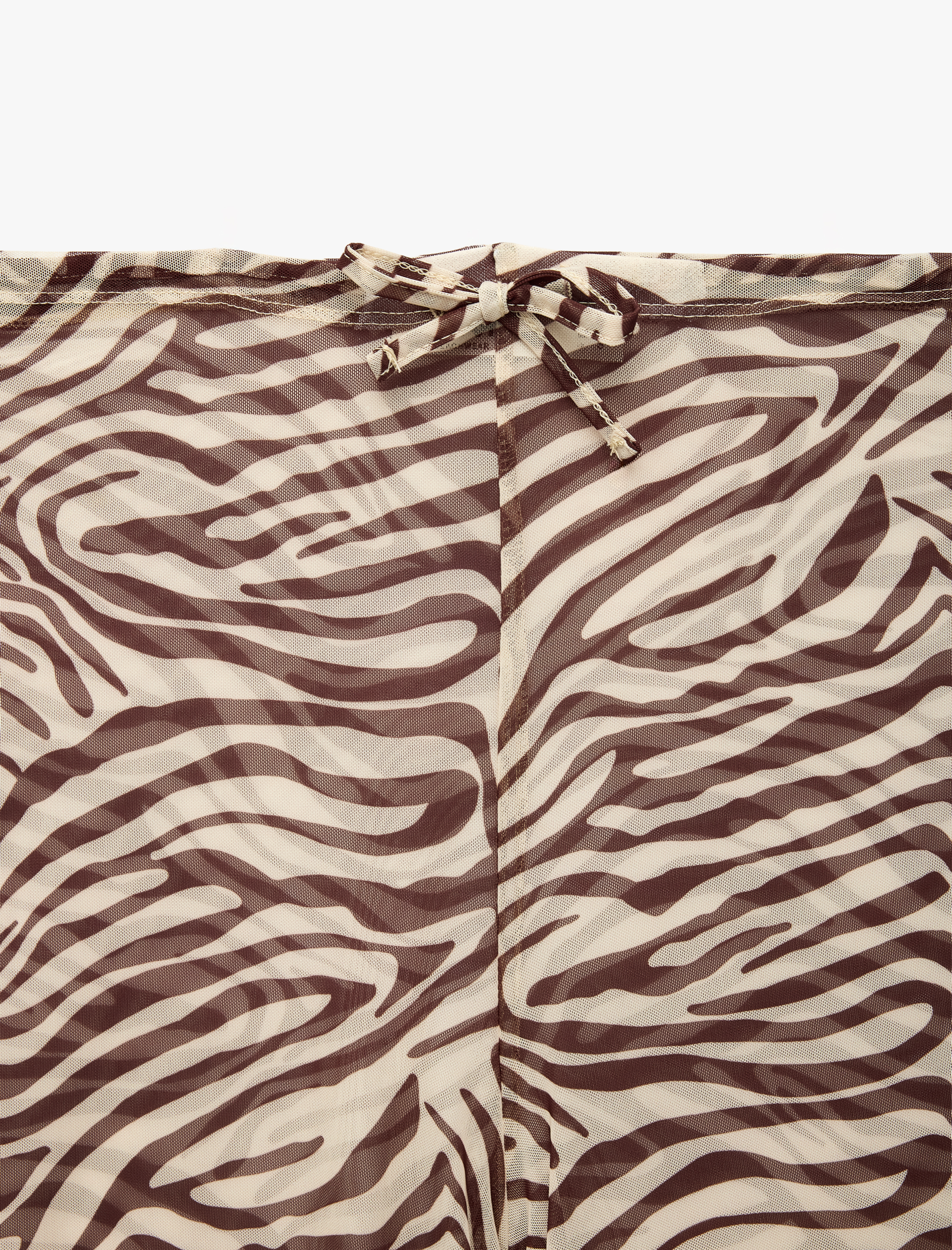   Zebra Desenli Transparan Tül Palazzo Pareo Pantolon