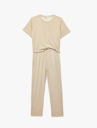 Rahat Kalıp Bisiklet Yaka Kısa Kollu Pijama Takımı