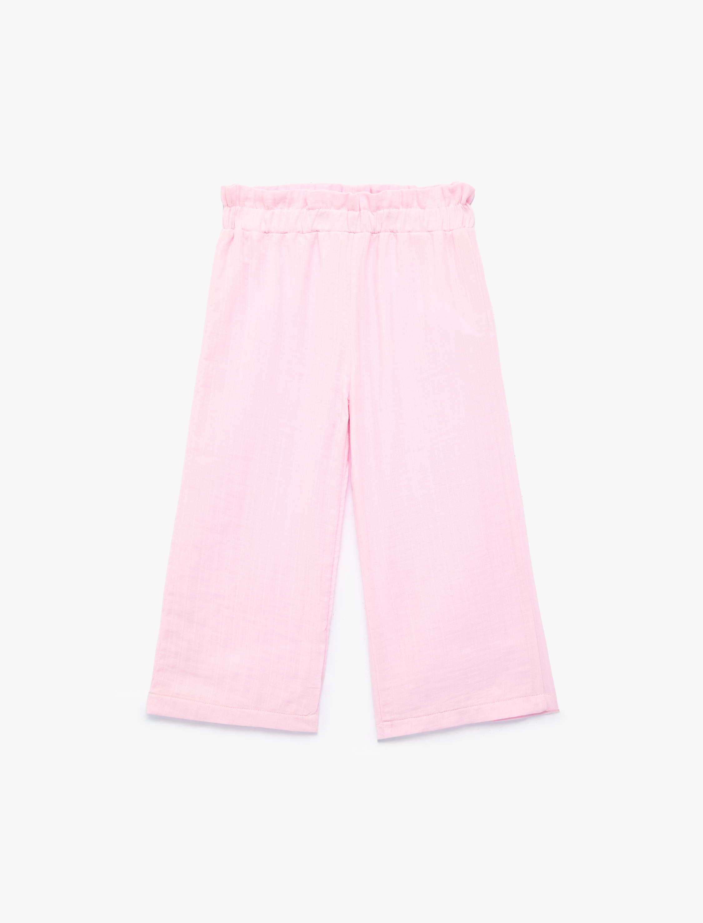  Kız Bebek Pamuklu Beli Lastikli Müslin Geniş Paça Pantolon