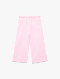 Pamuklu Beli Lastikli Müslin Geniş Paça Pantolon