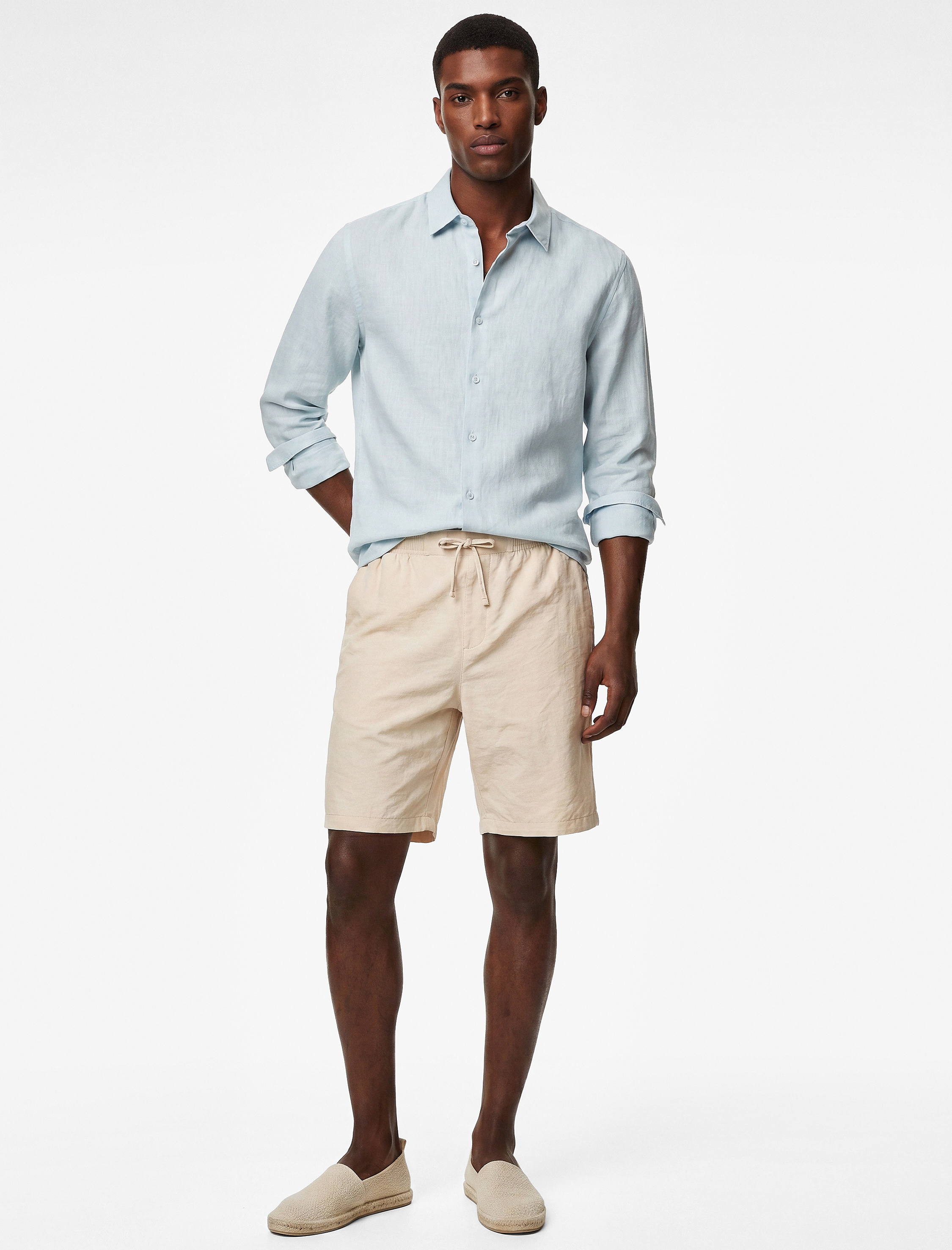   Regular Fit Cepli Bermuda Cupro Modal Beli Bağcıklı Şort