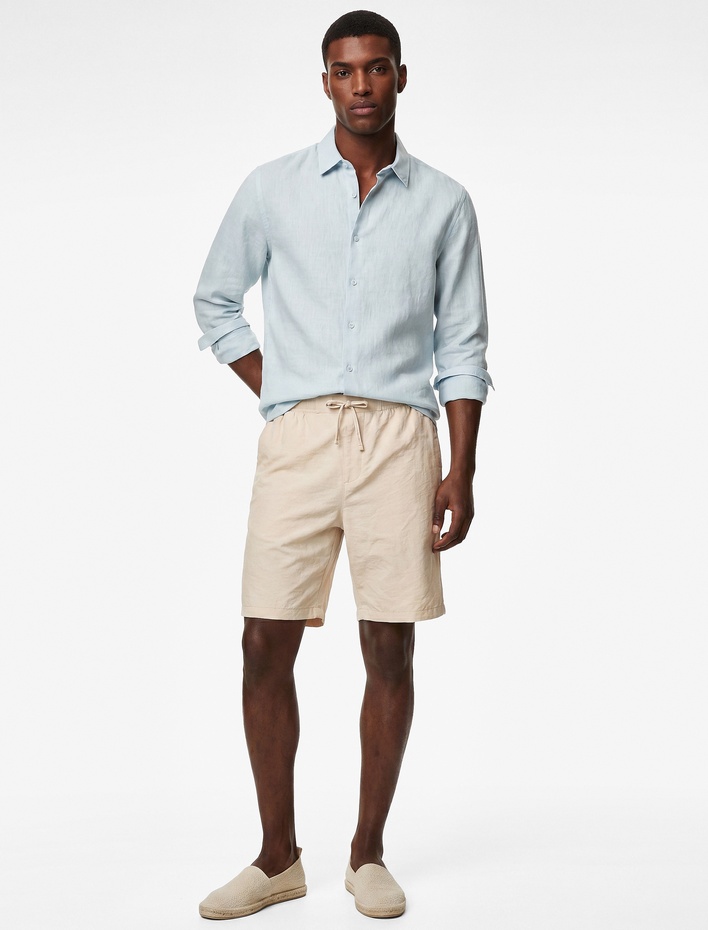  Regular Fit Cepli Bermuda Cupro Modal Beli Bağcıklı Şort
