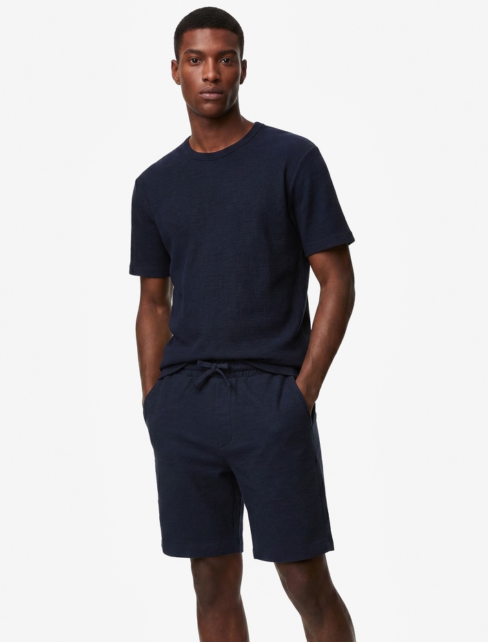  Regular Fit Cepli Bermuda Beli Bağcıklı Şort